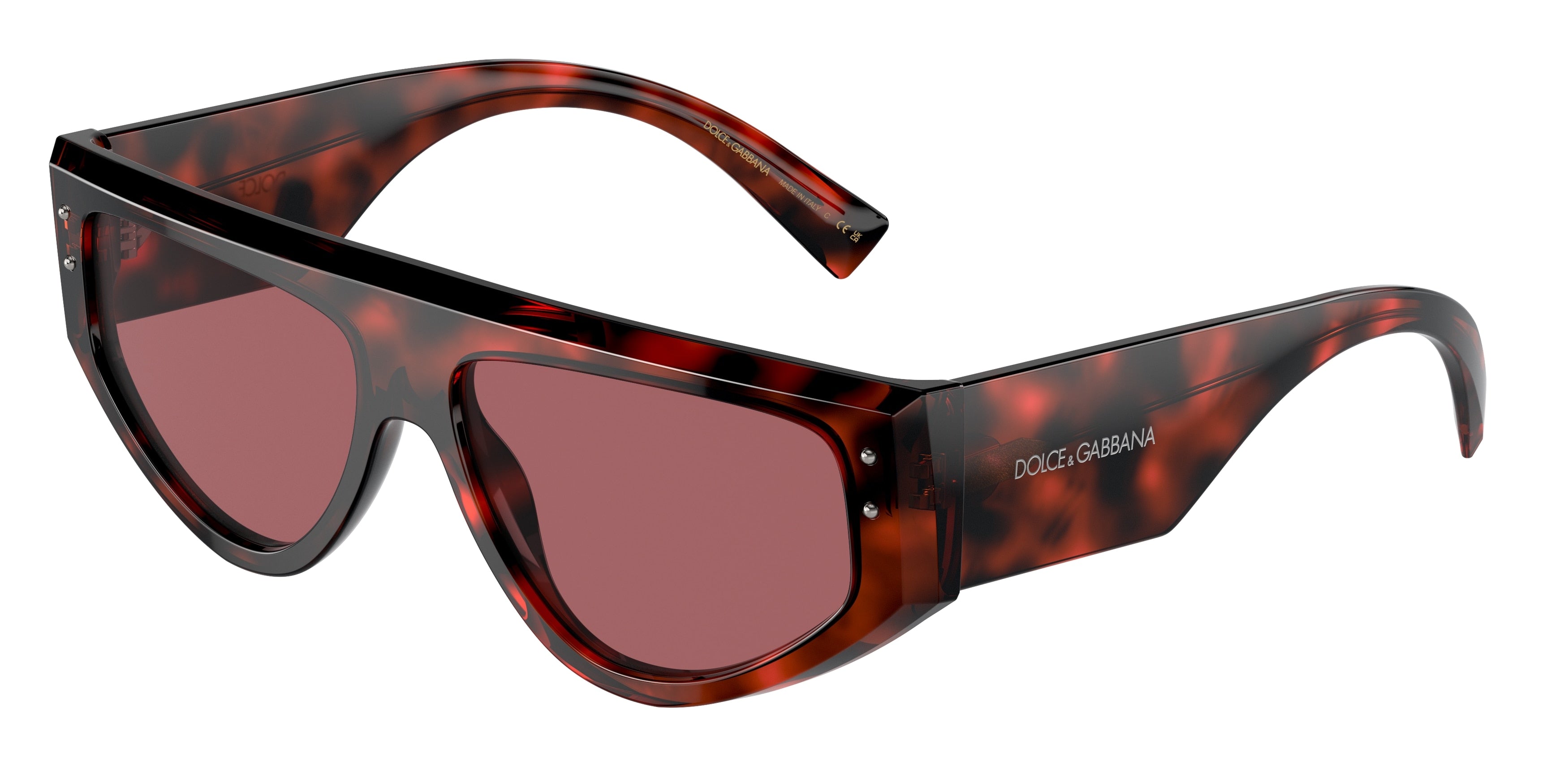 DOLCE & GABBANA DG4461 Rectangle Sunglasses  335869-Havana Red 57-145-15 - Color Map Red