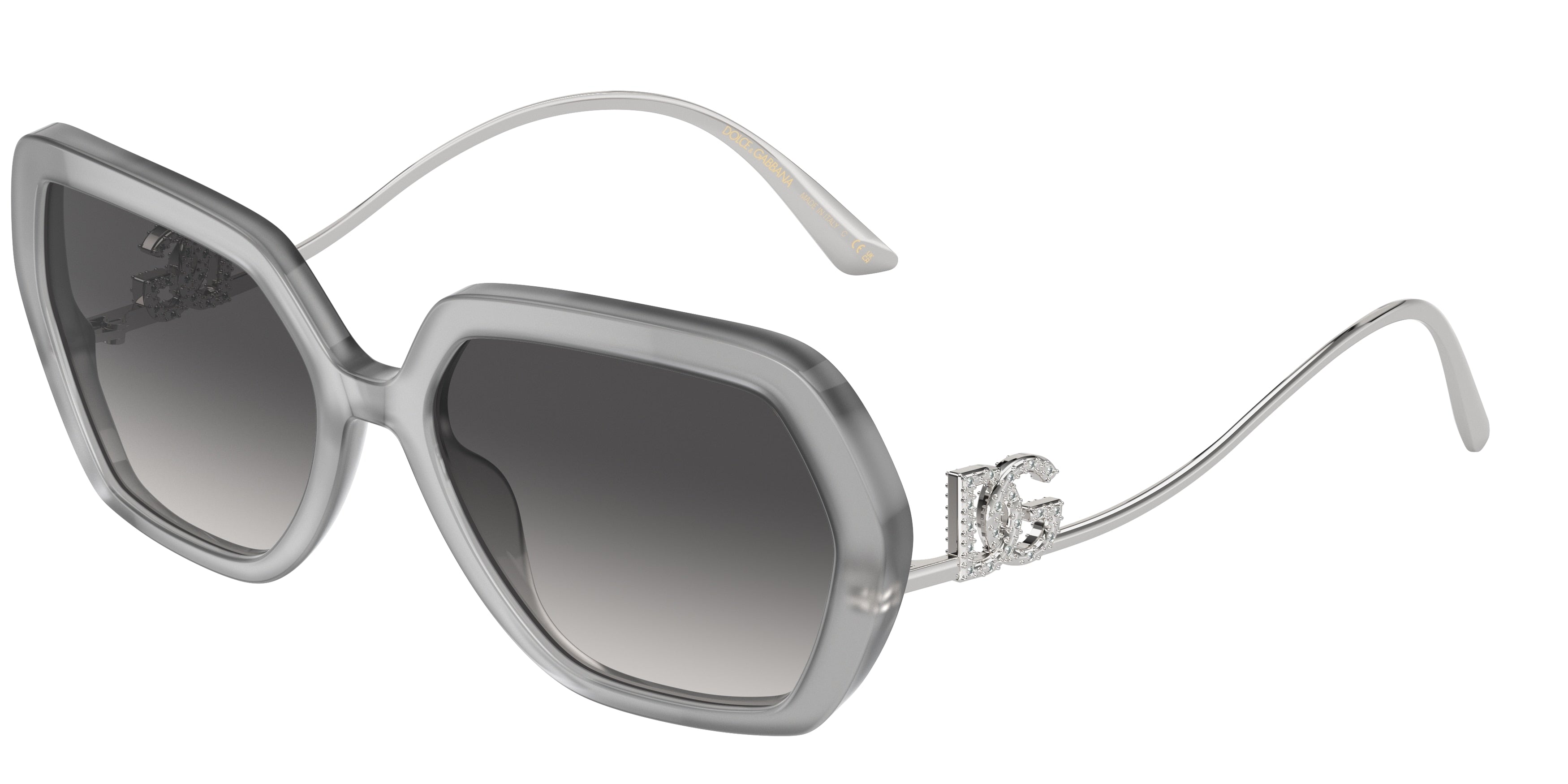 DOLCE & GABBANA DG4468BF Irregular Sunglasses  34218G-Opal Grey 58-145-18 - Color Map Grey