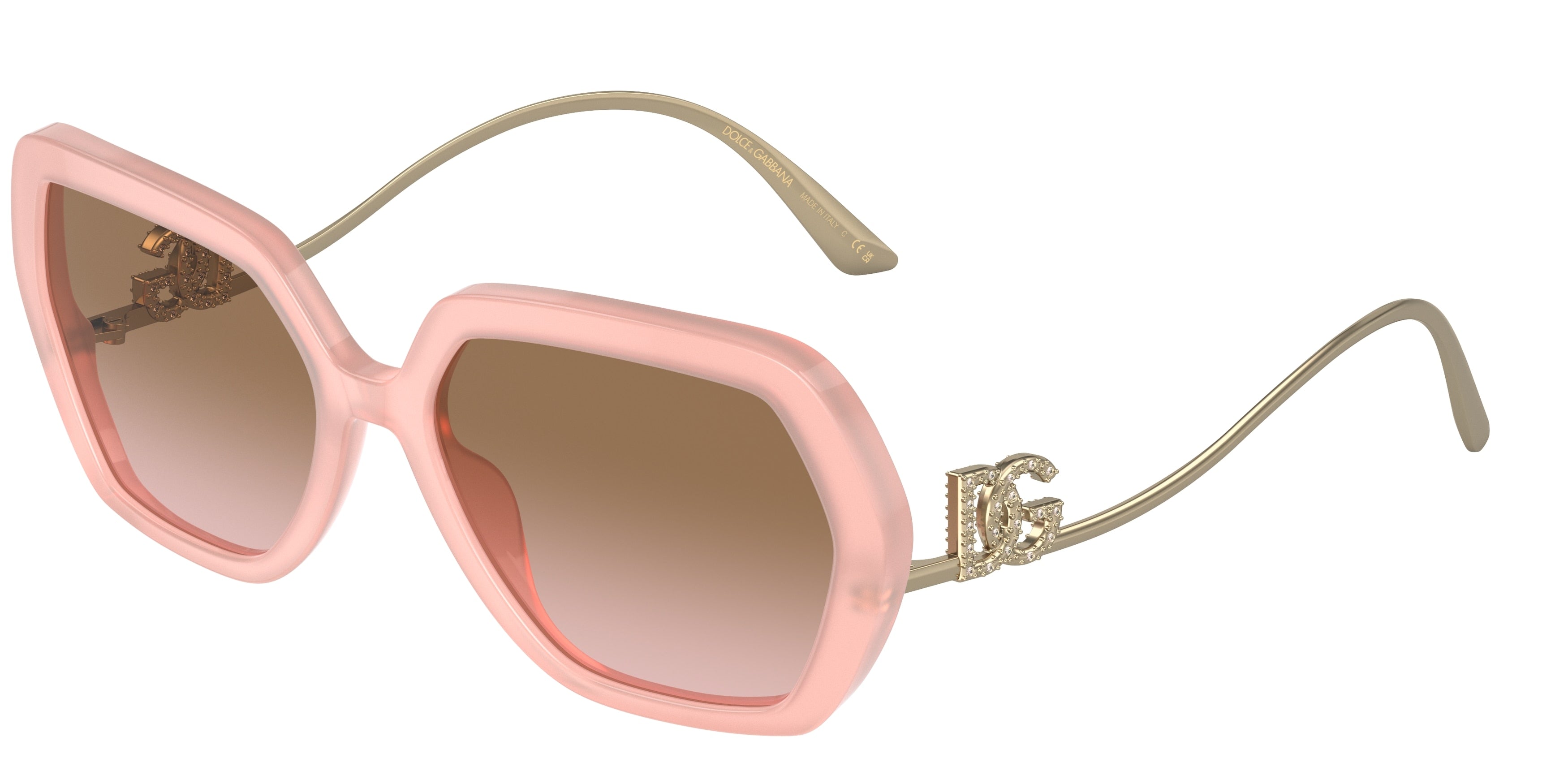 DOLCE & GABBANA DG4468BF Irregular Sunglasses  343611-Opal Rose 58-145-18 - Color Map Pink