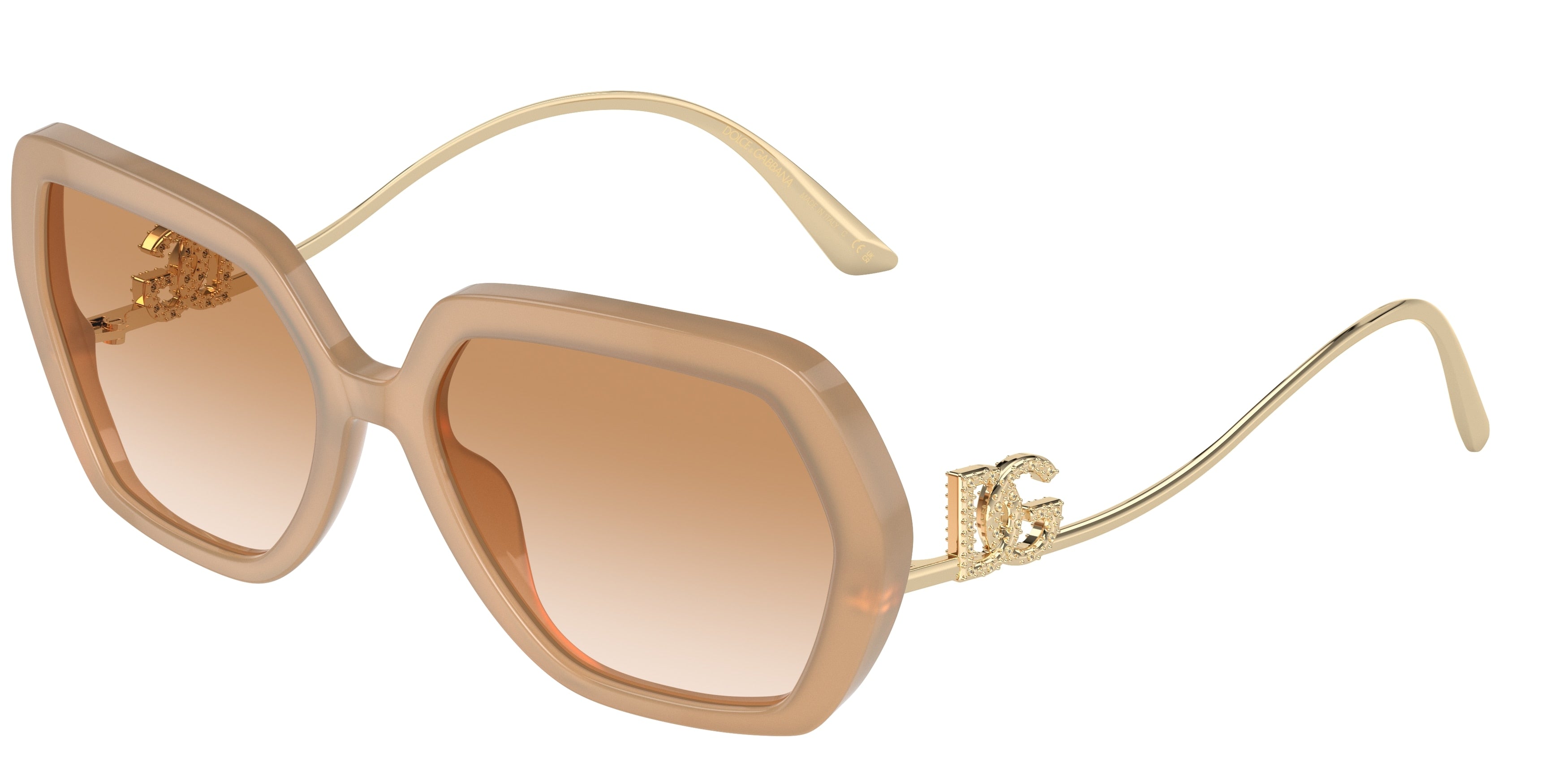 DOLCE & GABBANA DG4468BF Irregular Sunglasses  34373B-Opal Beige 58-145-18 - Color Map Brown