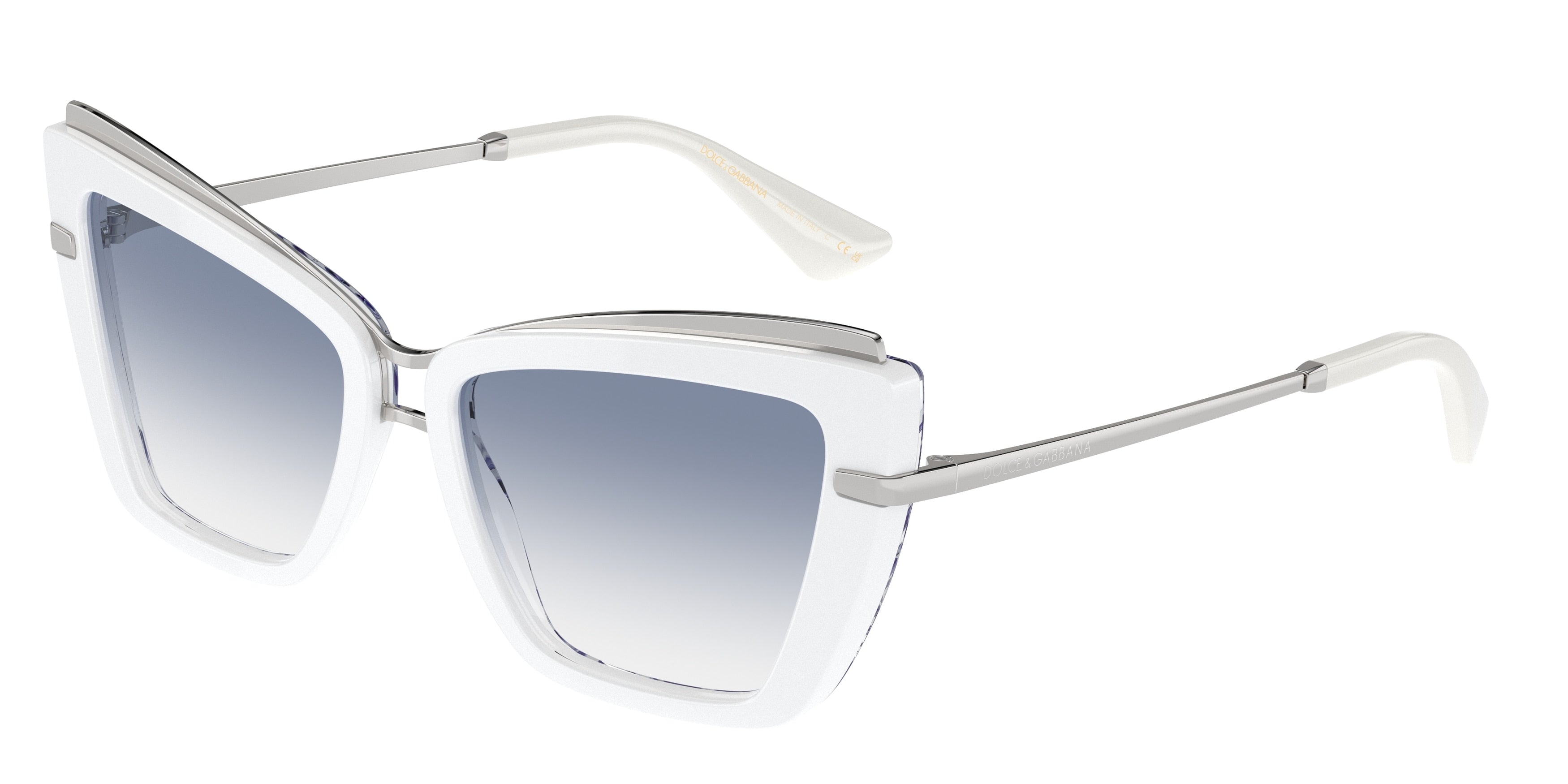 DOLCE & GABBANA DG4472 Cat Eye Sunglasses  337119-White On Blue Maiolica 54-145-17 - Color Map White