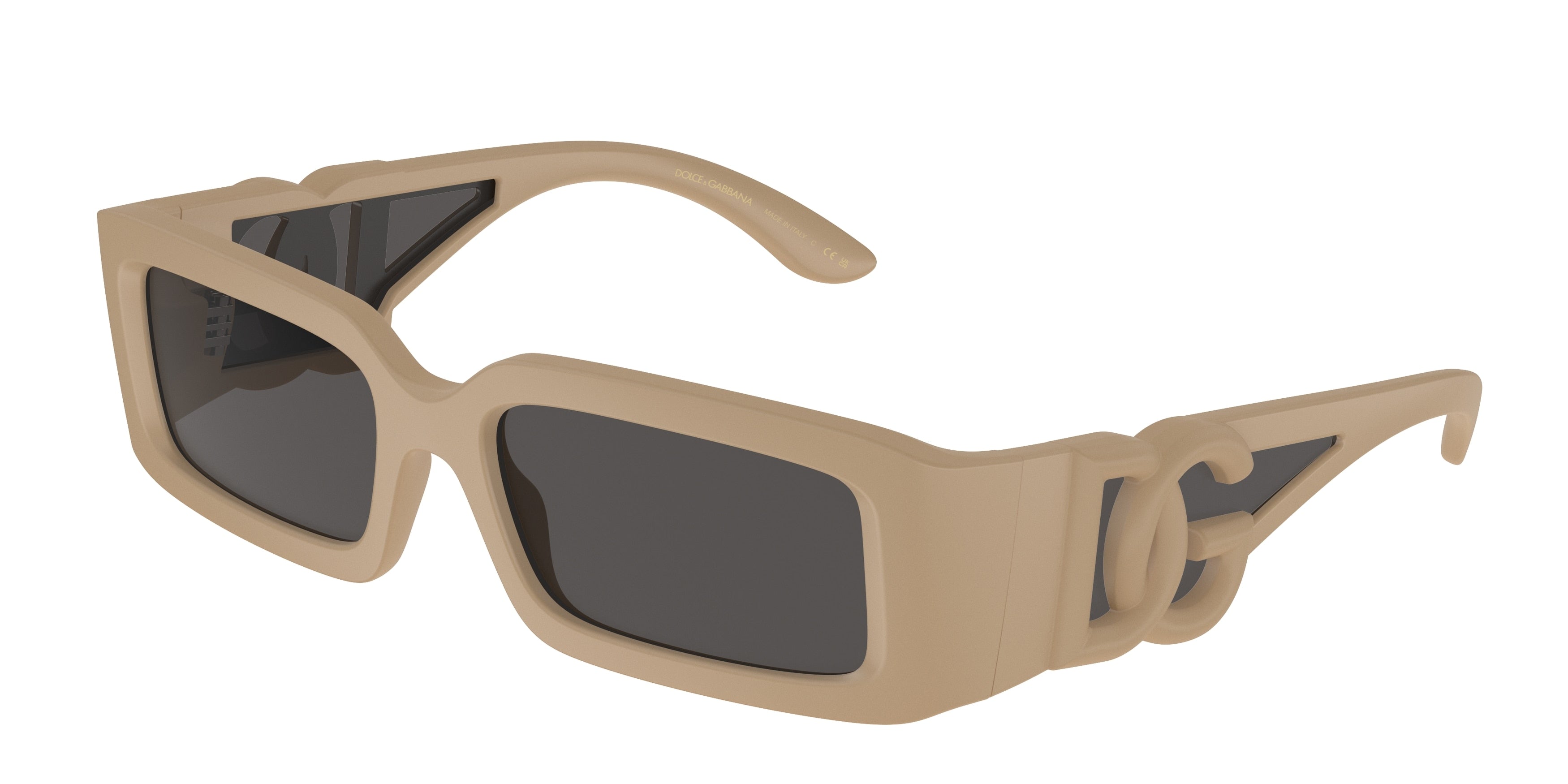 DOLCE & GABBANA DG6197 Rectangle Sunglasses  329287-Rubberized Beige 53-130-17 - Color Map Beige