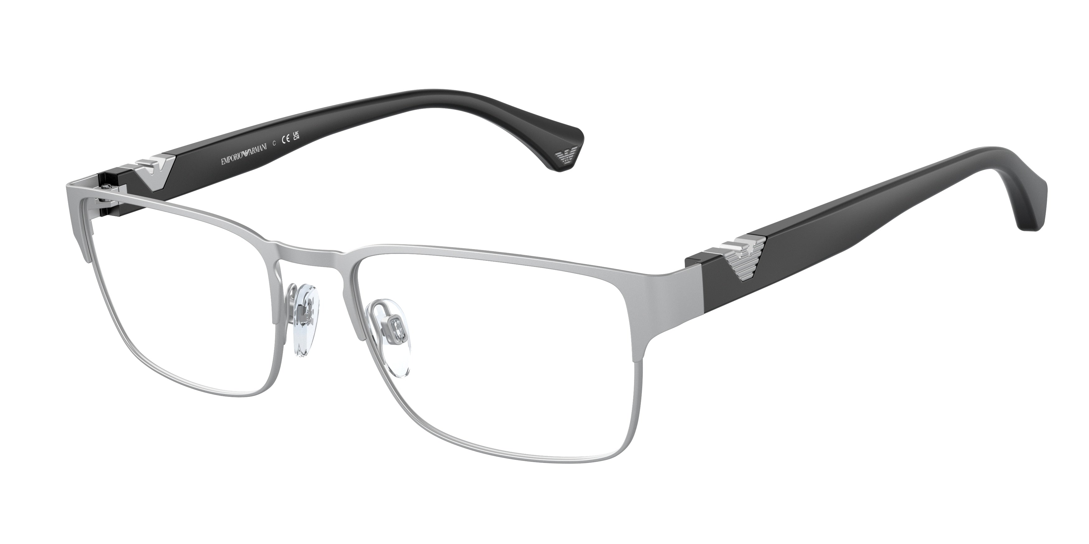 Emporio Armani EA1027 Square Eyeglasses  3045-Matte Silver 55-140-18 - Color Map Silver