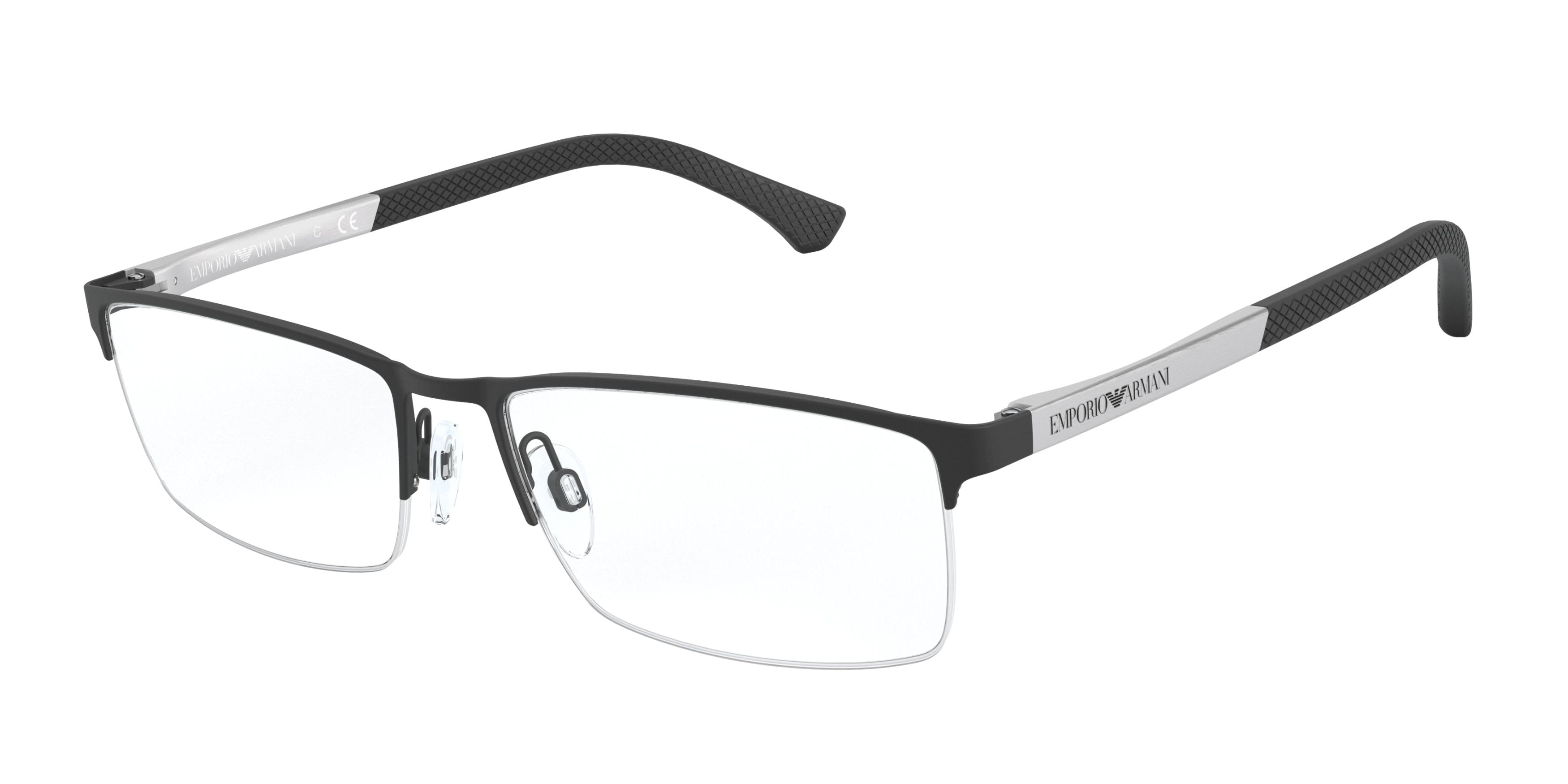 Emporio Armani EA1041 Rectangle Eyeglasses  3094-Rubber Black 57-140-17 - Color Map Black