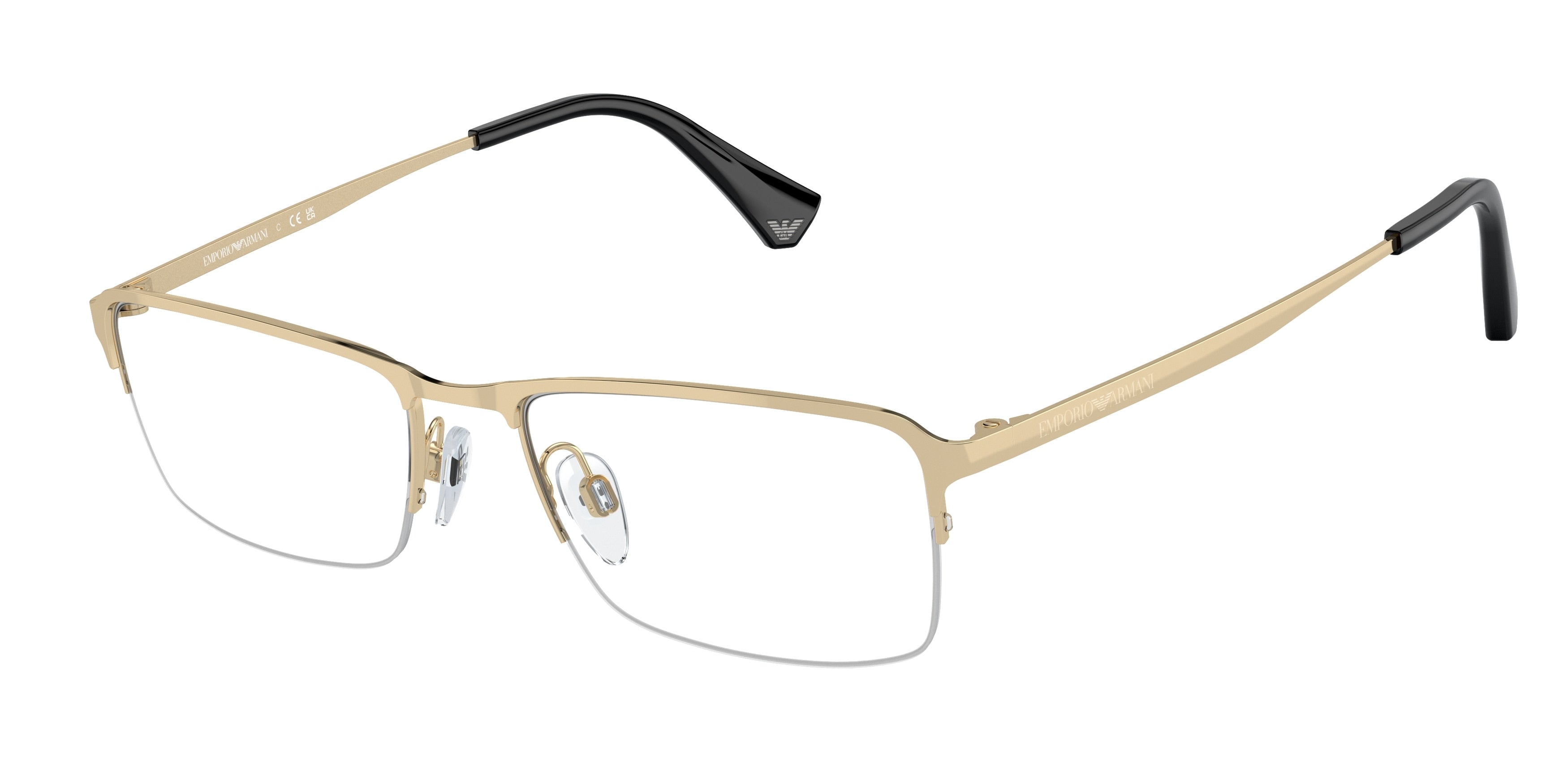 Emporio Armani EA1044TD Rectangle Eyeglasses  3003-Shiny Pale Gold 55-145-18 - Color Map Gold