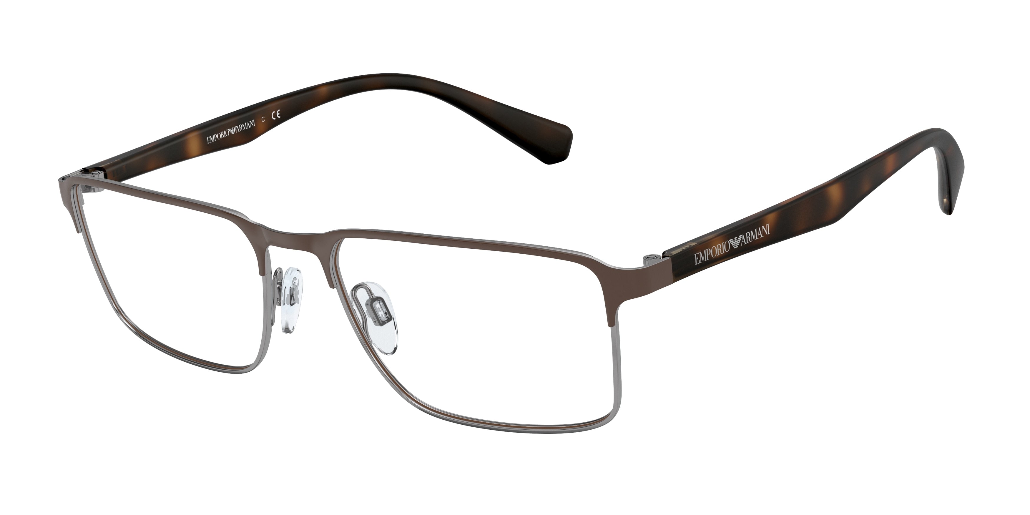 Emporio Armani EA1046 Rectangle Eyeglasses  3179-Matte Brown/Gunmetal 53-140-17 - Color Map Brown