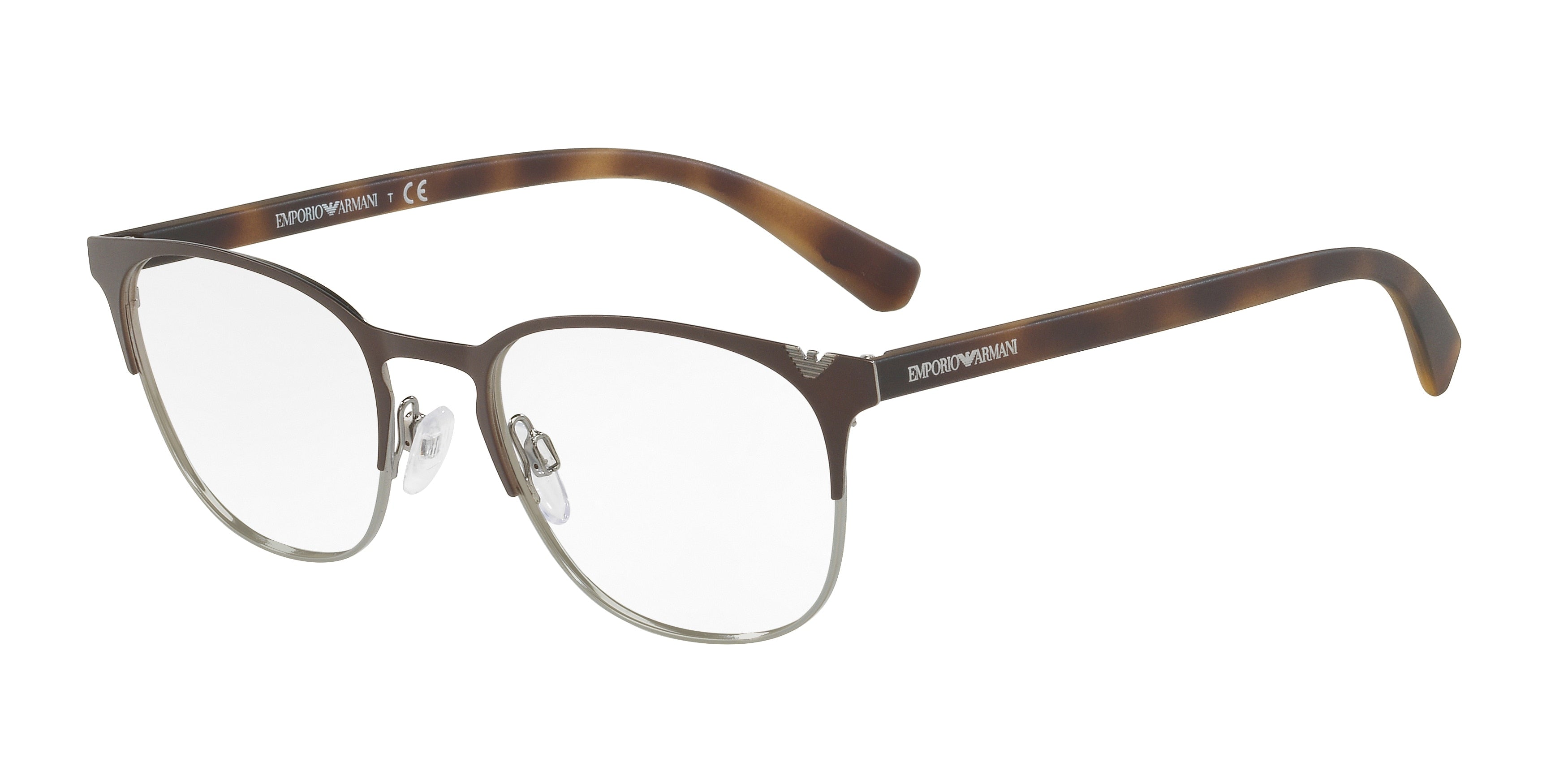 Emporio Armani EA1059 Oval Eyeglasses  3179-Matte Brown & Gunmetal 53-145-19 - Color Map Brown