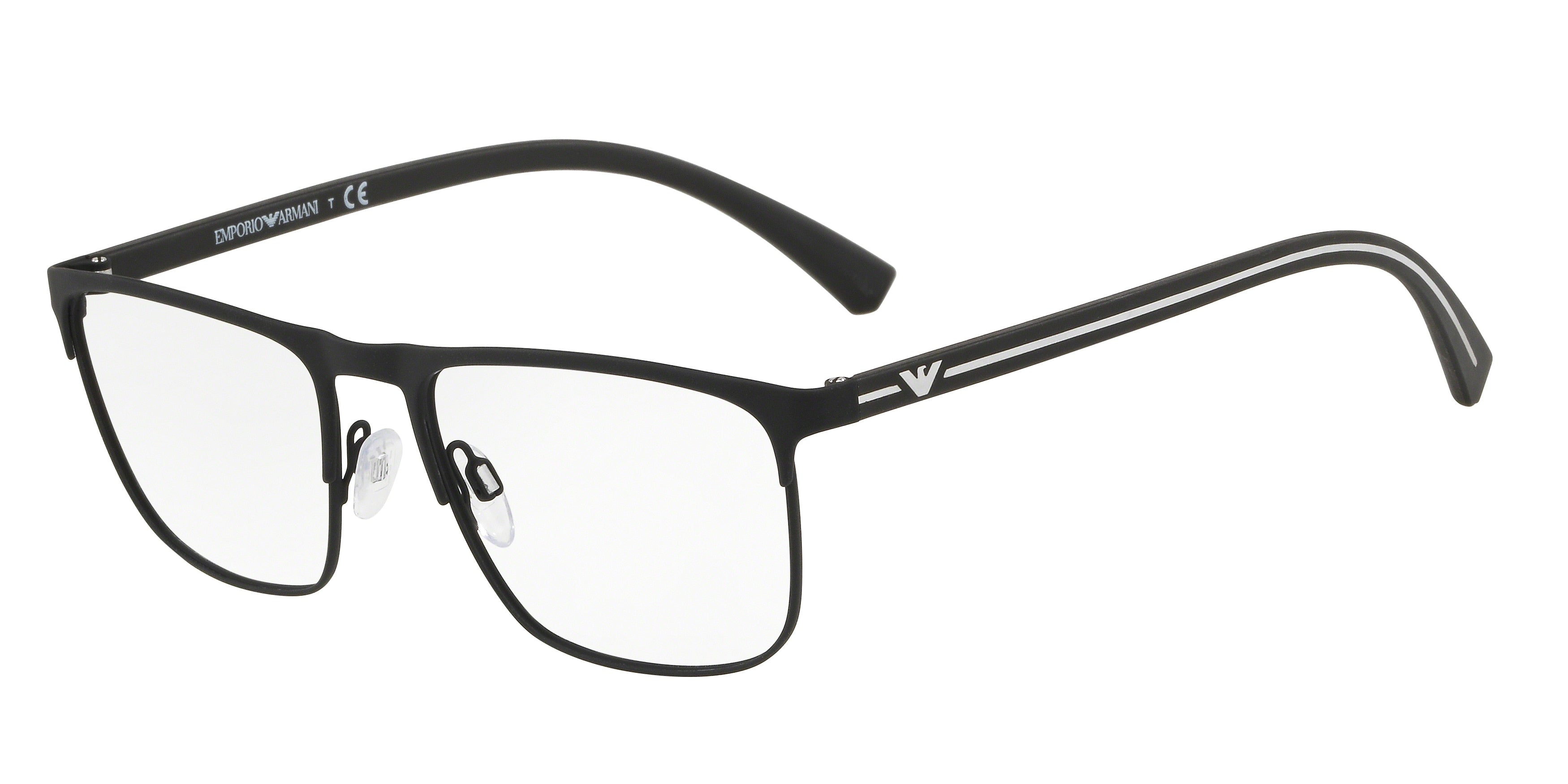 Emporio Armani EA1079 Rectangle Eyeglasses  3094-Rubber Black 55-140-18 - Color Map Black