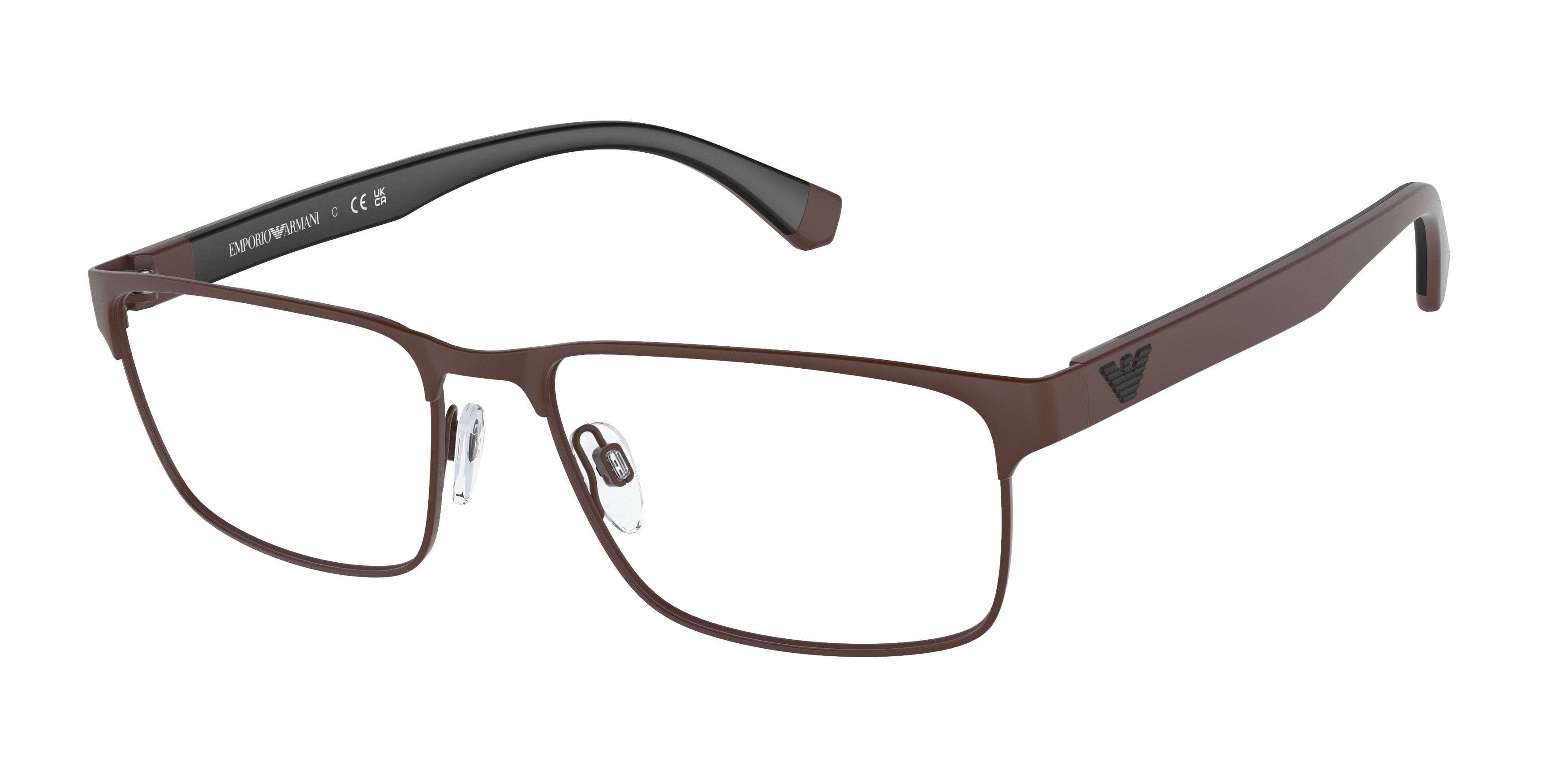 Emporio Armani EA1105 Rectangle Eyeglasses  3020-Matte Brown 56-145-17 - Color Map Brown