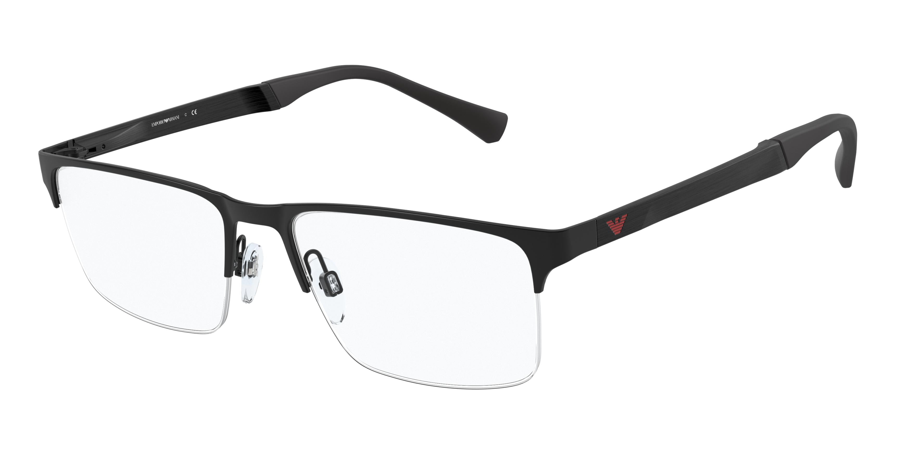 Emporio Armani EA1110D Rectangle Eyeglasses  3175-Rubber Black 55-145-18 - Color Map Black