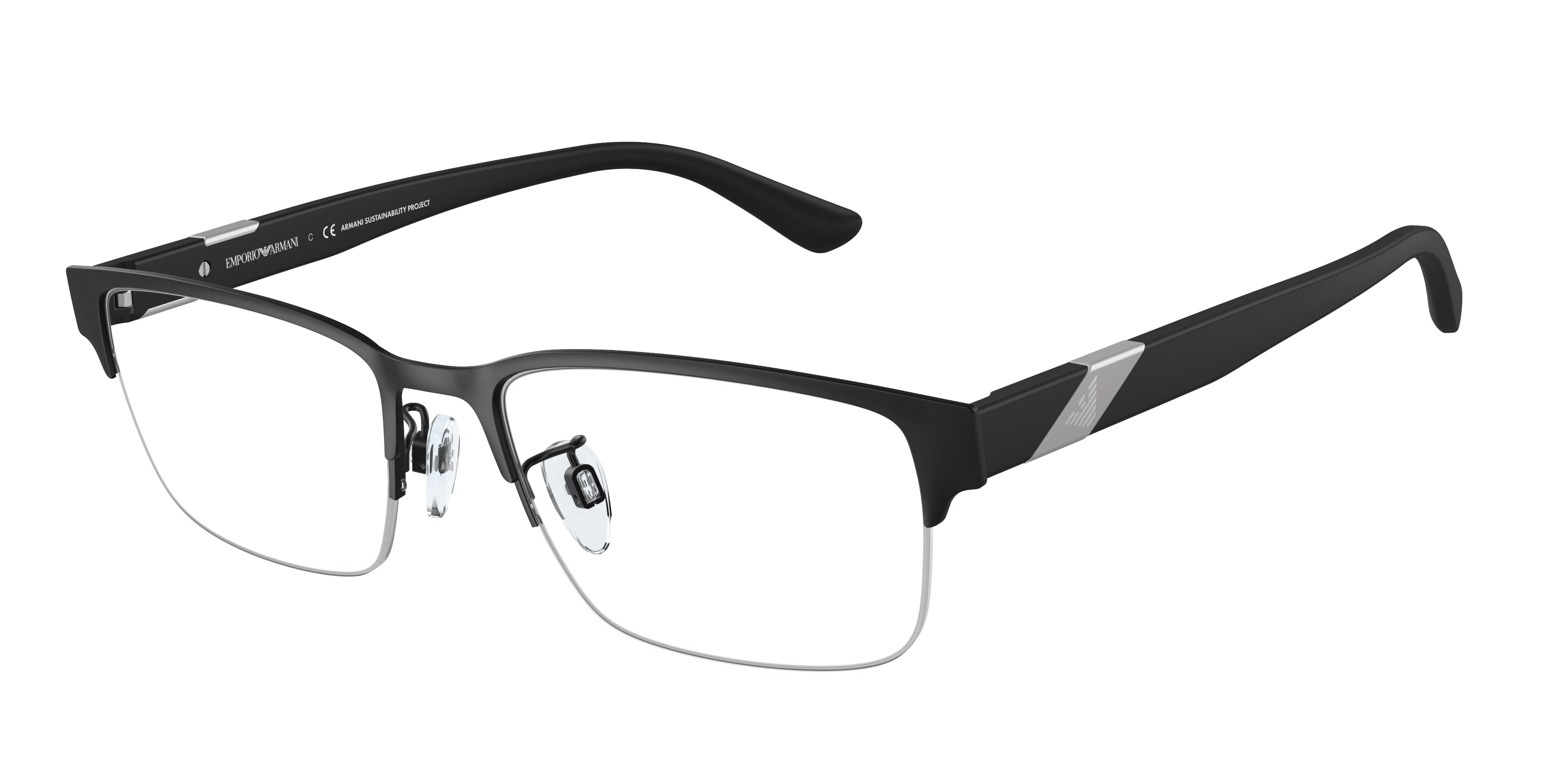 Emporio Armani EA1129 Rectangle Eyeglasses  3001-Matte Black 55-145-18 - Color Map Black