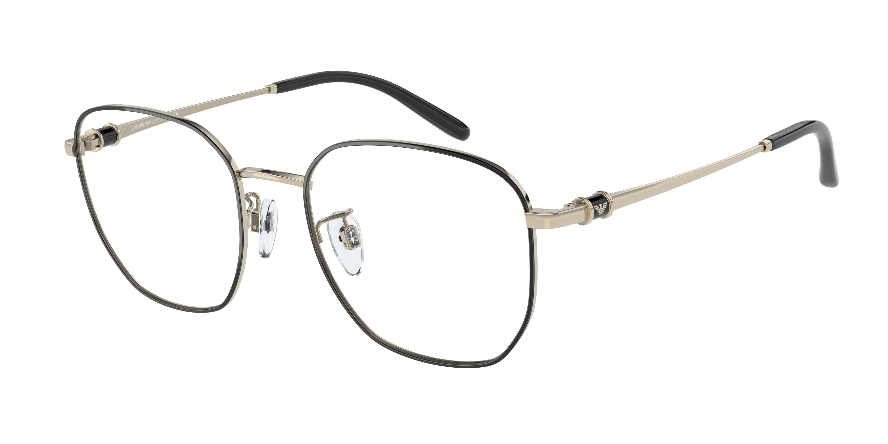 Emporio Armani EA1134D Square Eyeglasses  3082-Shiny Pale Gold/Black 53-140-19 - Color Map Gold