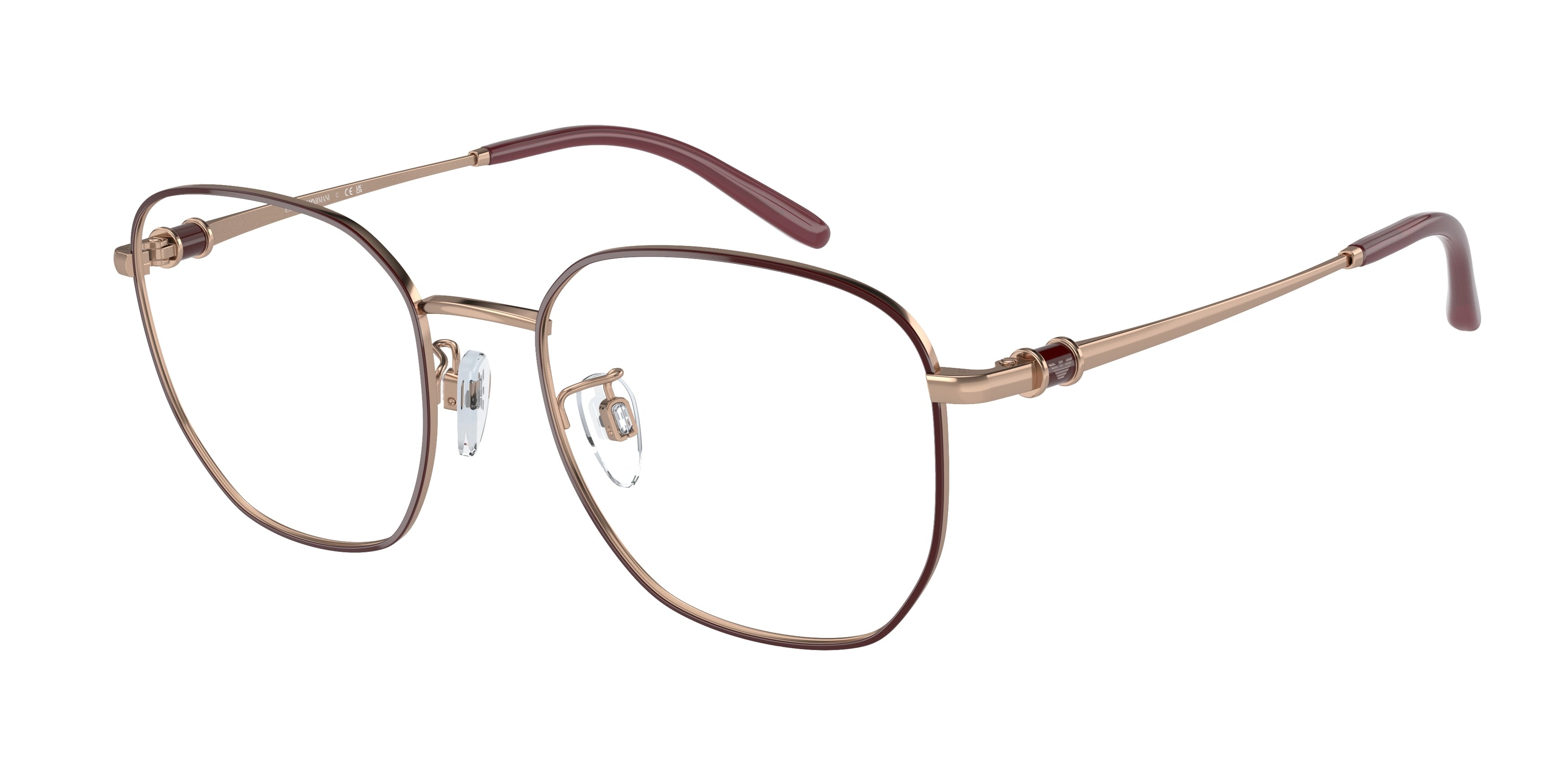 Emporio Armani EA1134D Square Eyeglasses  3334-Rose Gold/Bordeaux 53-140-19 - Color Map Gold