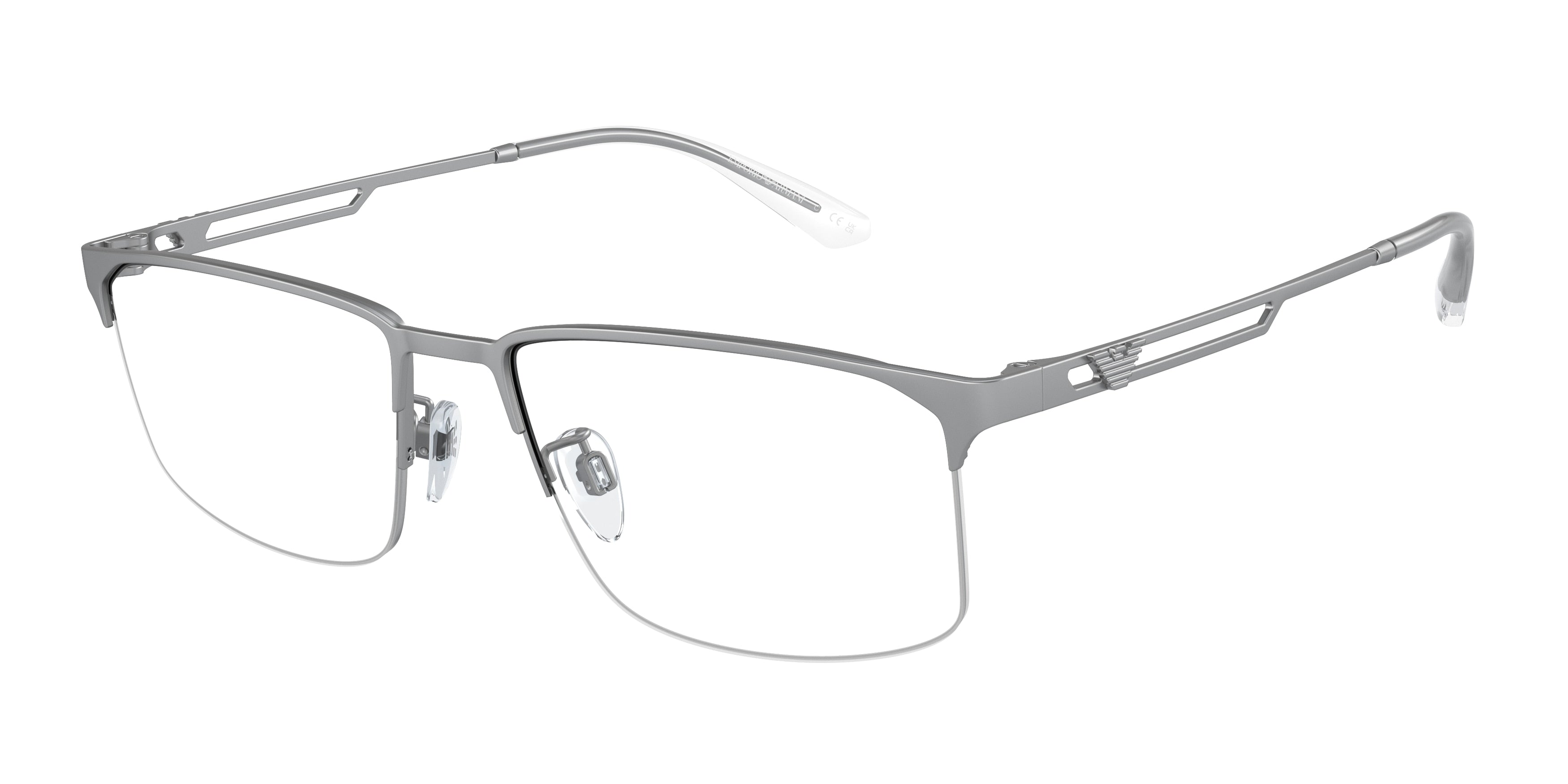 Emporio Armani EA1143 Pillow Eyeglasses  3045-Matte Silver 57-145-18 - Color Map Silver