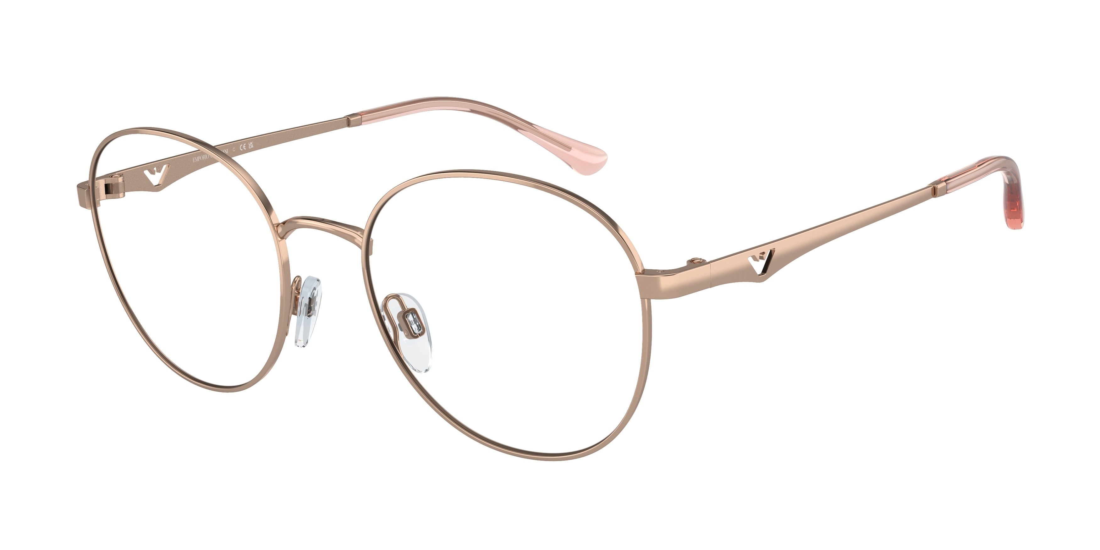 Emporio Armani EA1144 Pillow Eyeglasses  3011-Shiny Rose Gold 52-140-19 - Color Map Gold