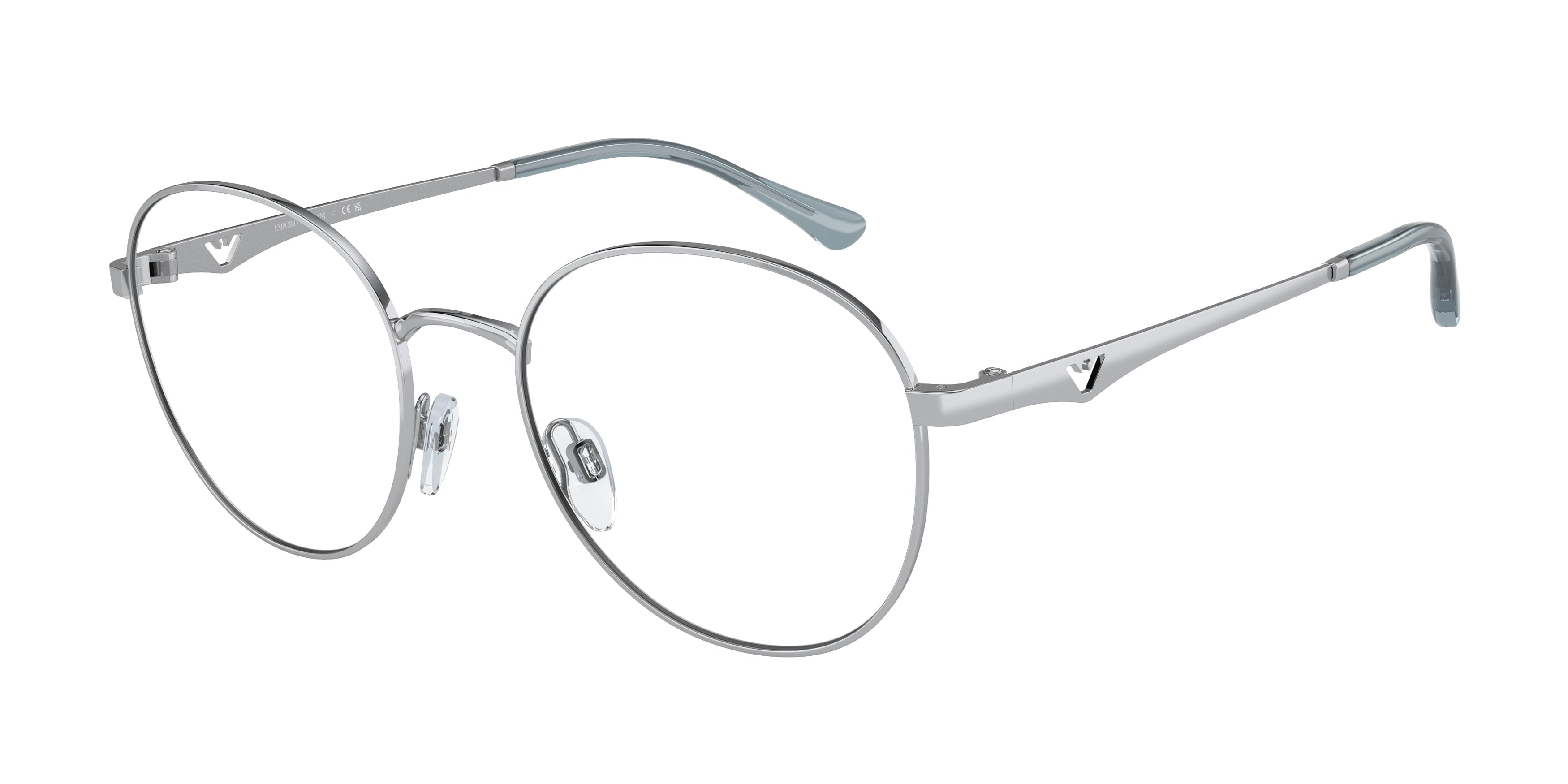 Emporio Armani EA1144 Pillow Eyeglasses  3015-Shiny Silver 50-140-19 - Color Map Silver