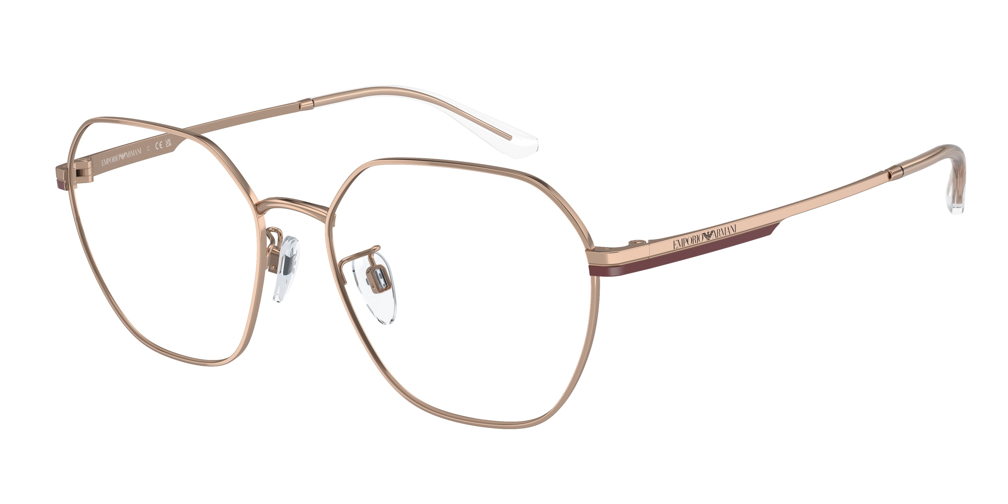 Emporio Armani EA1145D Round Eyeglasses  3011-Shiny Rose Gold 55-145-17 - Color Map Gold