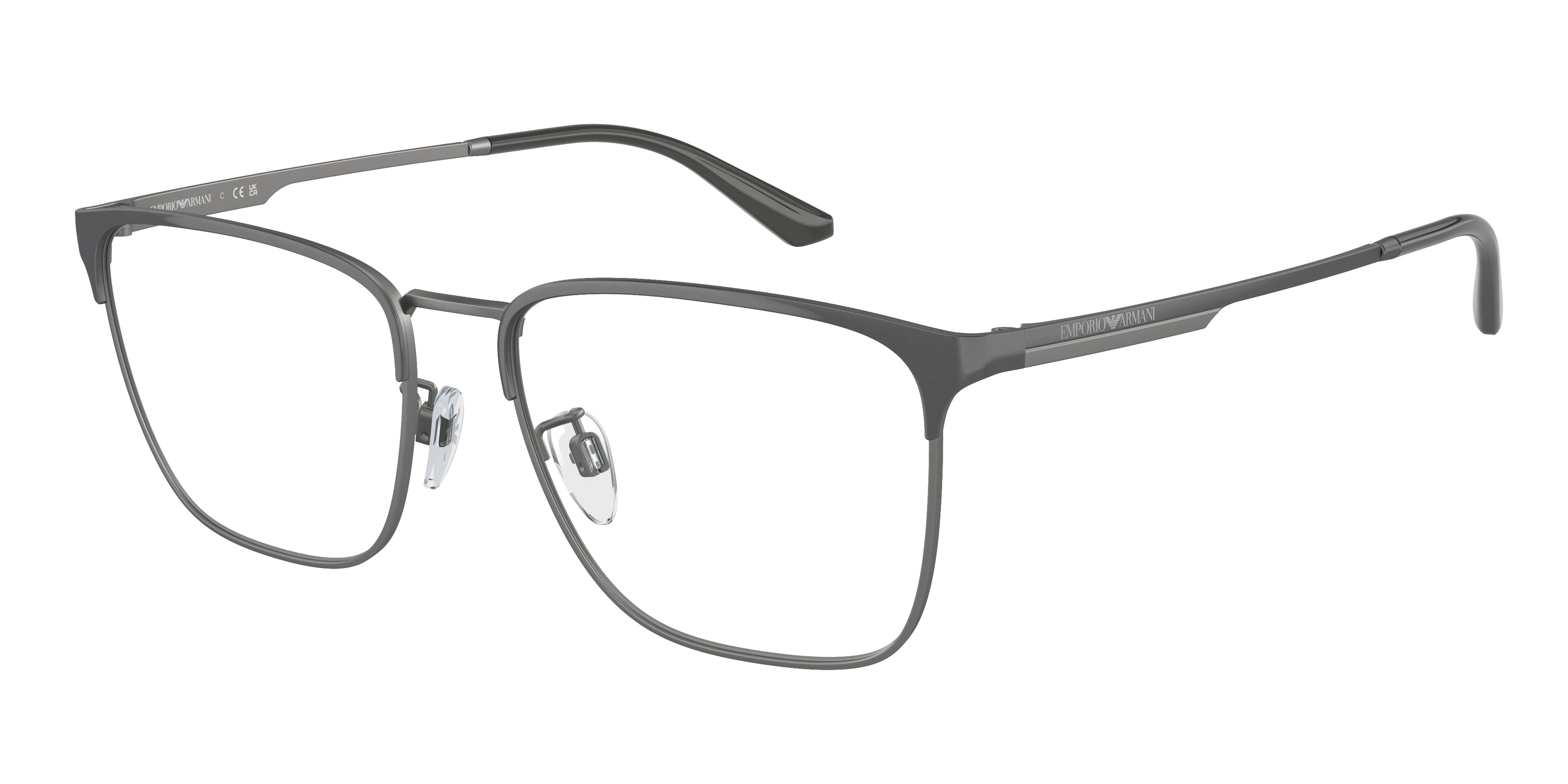 Emporio Armani EA1146D Pillow Eyeglasses  3010-Shiny Grey/Gunmetal 56-145-17 - Color Map Grey