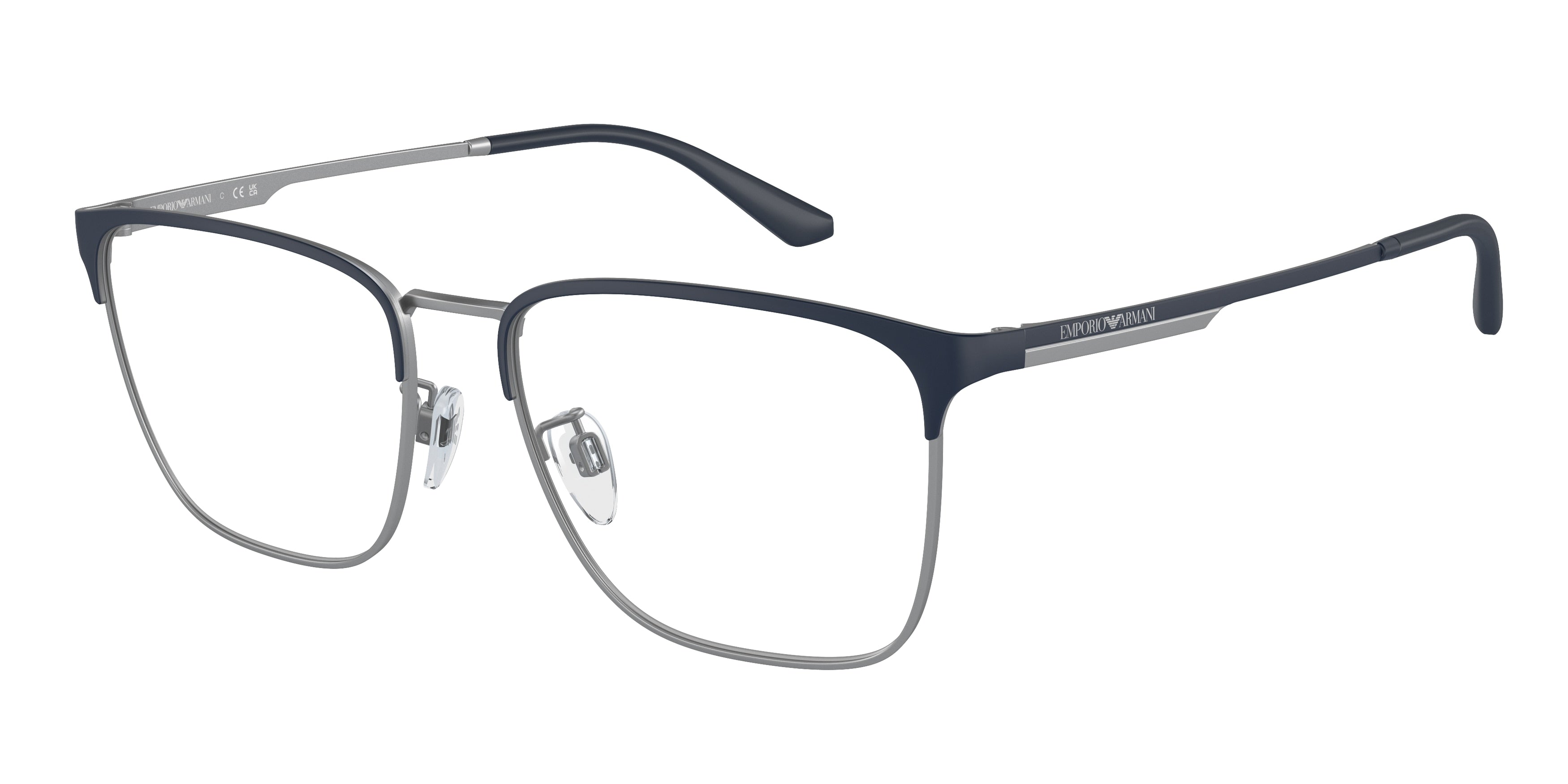 Emporio Armani EA1146D Pillow Eyeglasses  3018-Matte Blue/Silver 56-145-17 - Color Map Blue