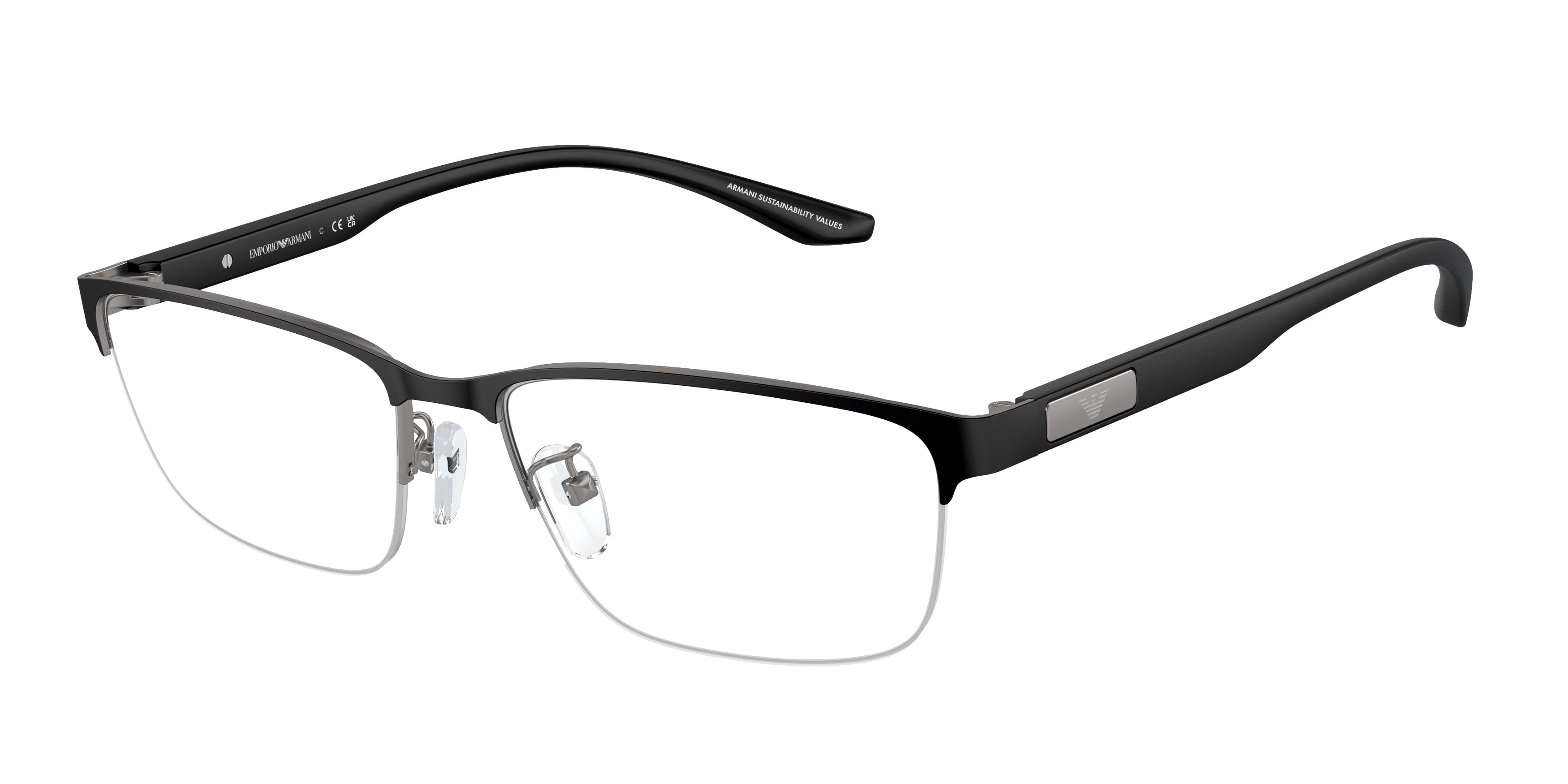 Emporio Armani EA1147 Pillow Eyeglasses  3365-Matte Gunmetal/Black 57-145-17 - Color Map Grey