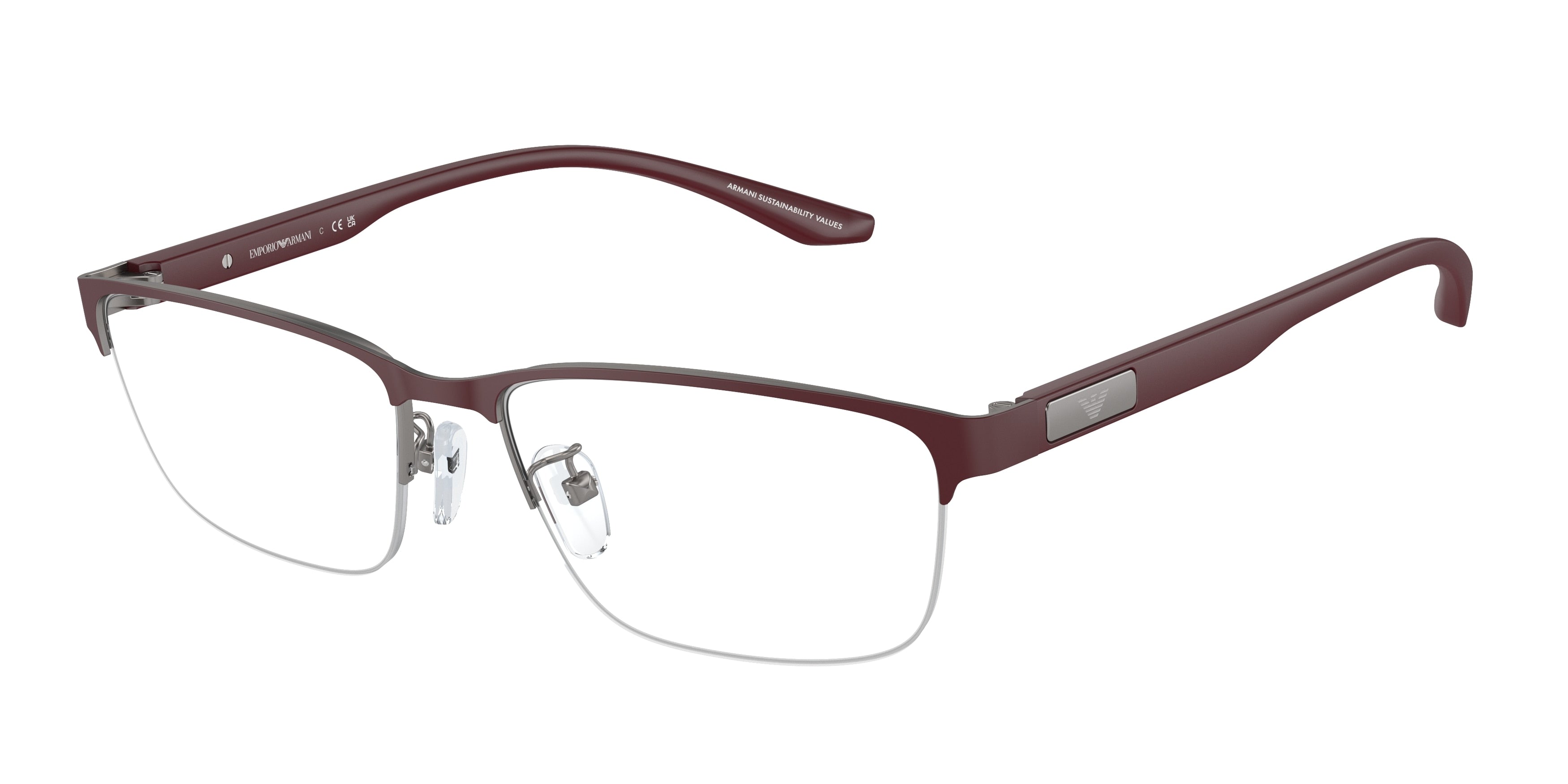 Emporio Armani EA1147 Pillow Eyeglasses  3366-Matte Gunmetal/Bordeaux 57-145-17 - Color Map Grey