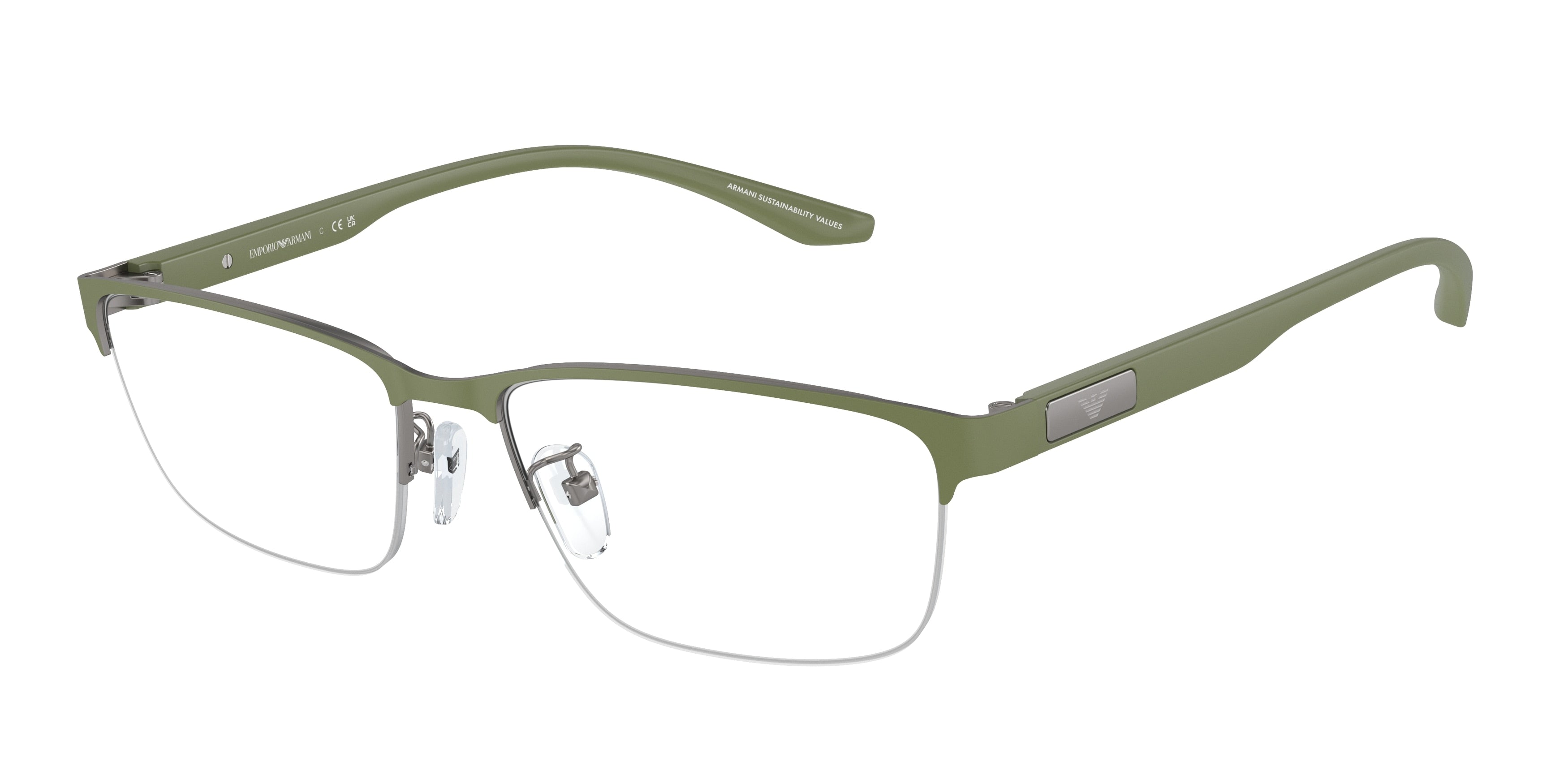 Emporio Armani EA1147 Pillow Eyeglasses  3367-Matte Gunmetal/Sage Green 57-145-17 - Color Map Green