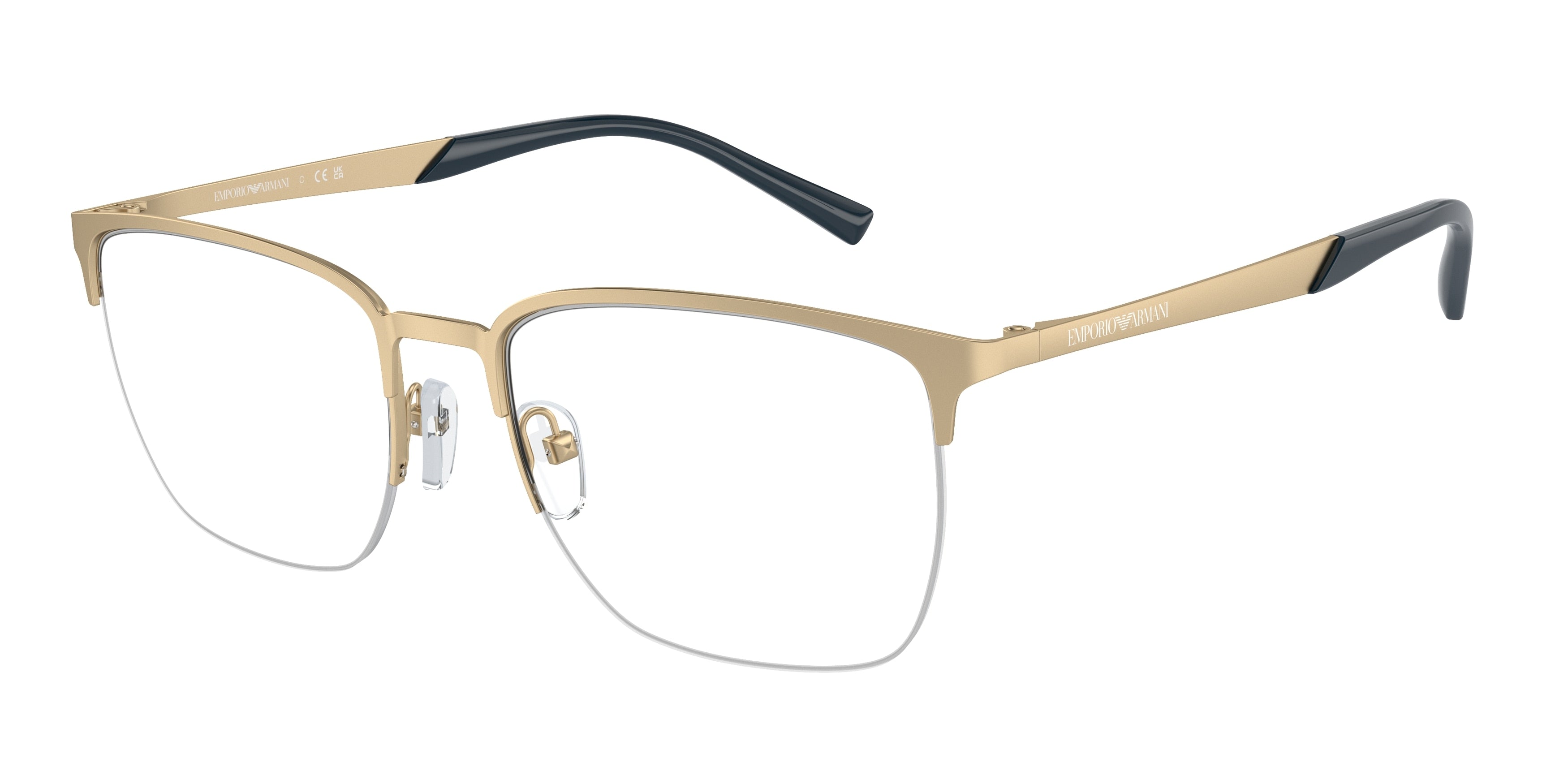 Emporio Armani EA1151 Pillow Eyeglasses  3002-Matte Pale Gold 56-145-19 - Color Map Gold