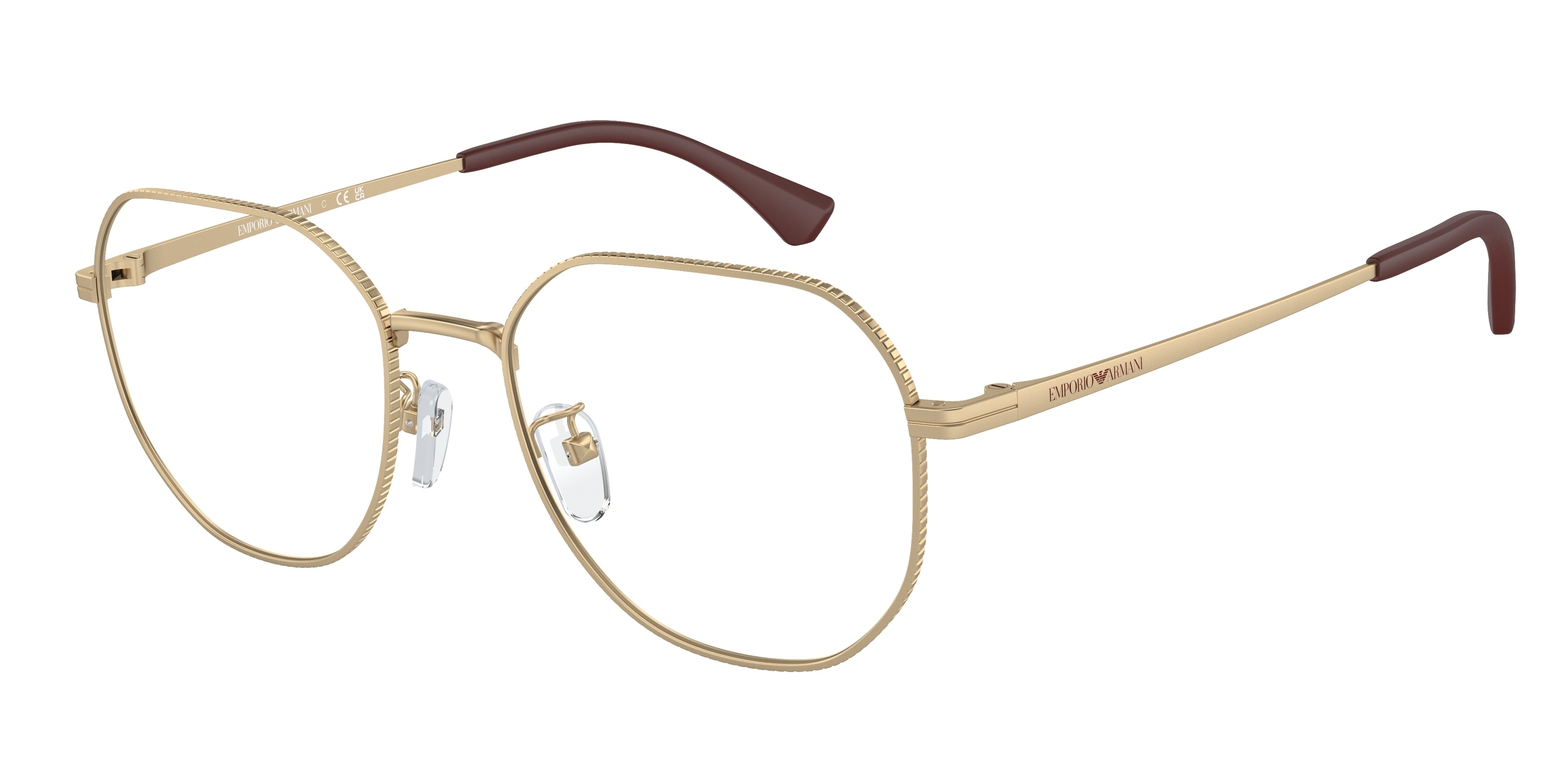 Emporio Armani EA1154D Round Eyeglasses  3371-Matte Pale Gold 54-145-19 - Color Map Gold