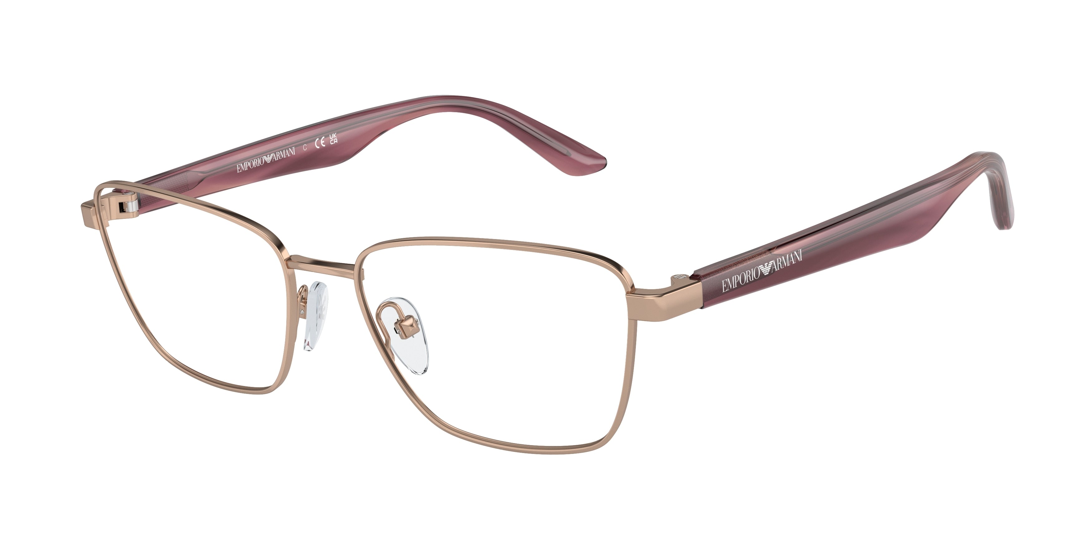 Emporio Armani EA1156 Irregular Eyeglasses  3011-Shiny Rose Gold 52-140-16 - Color Map Gold