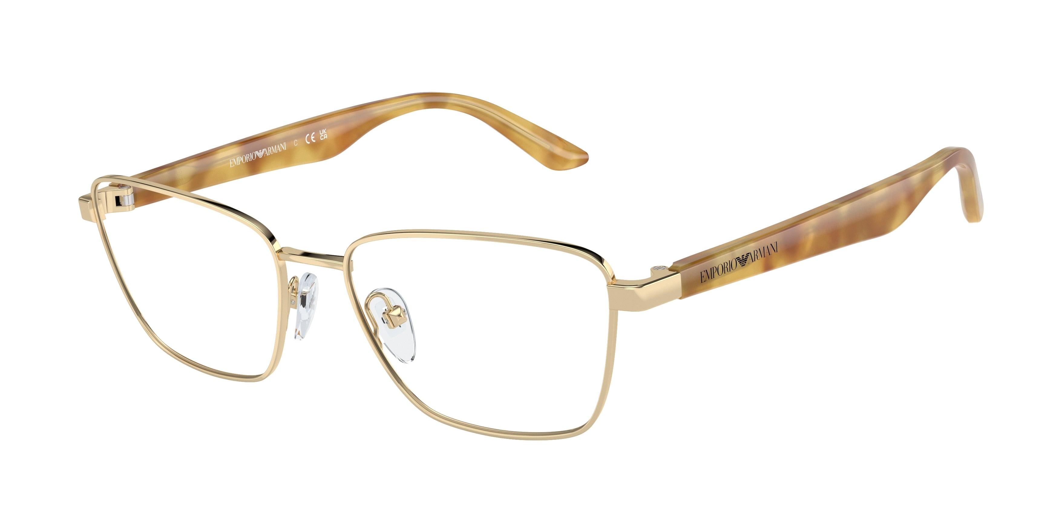 Emporio Armani EA1156 Irregular Eyeglasses  3013-Shiny Pale Gold 52-140-16 - Color Map Gold