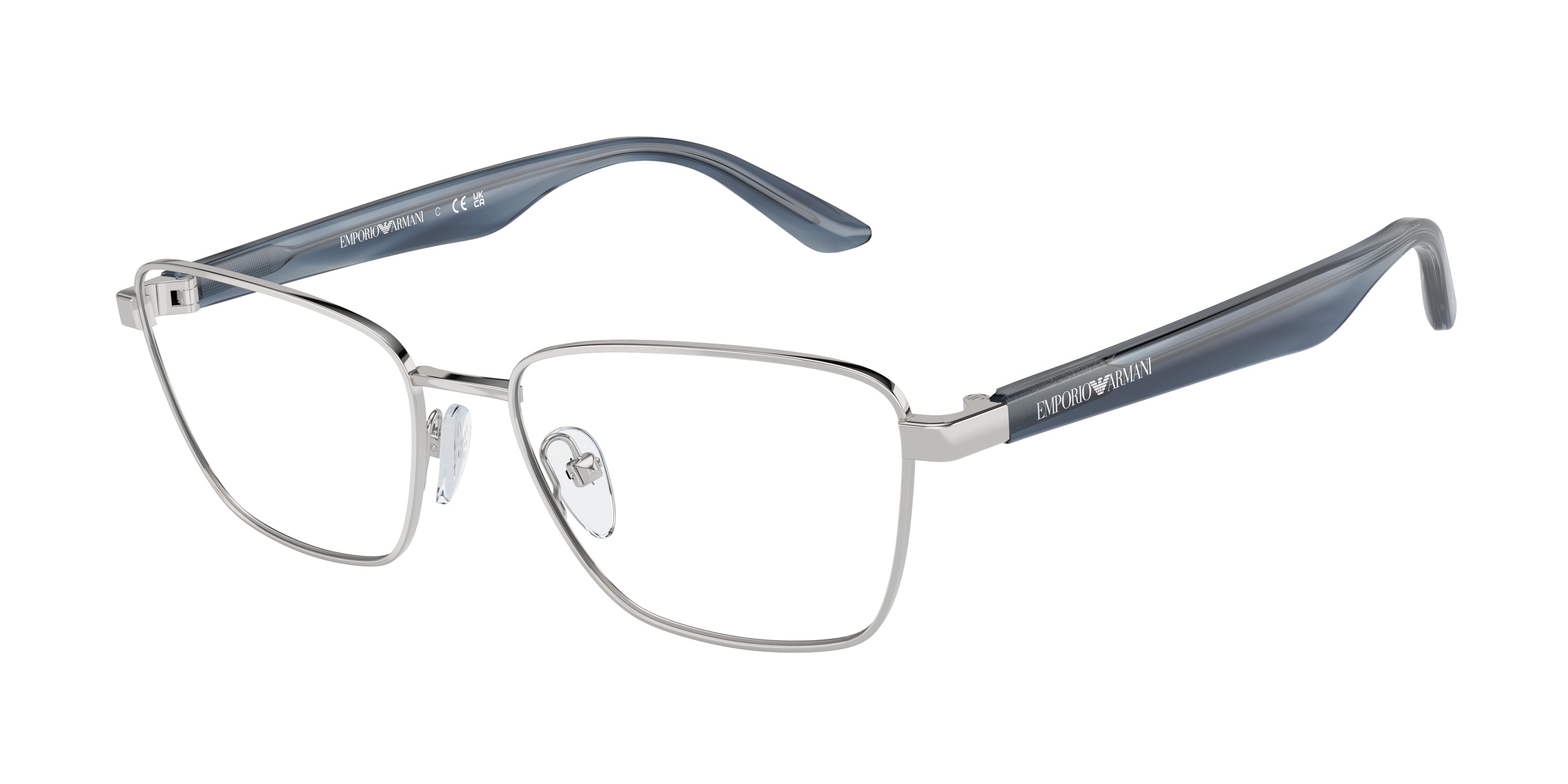 Emporio Armani EA1156 Irregular Eyeglasses  3015-Shiny Silver 52-140-16 - Color Map Silver