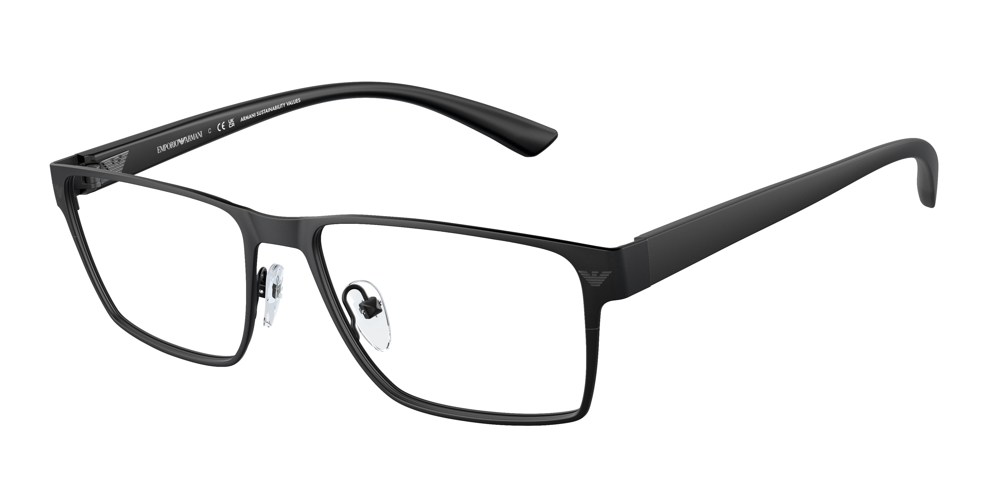 Emporio Armani EA1157 Rectangle Eyeglasses  3001-Matte Black 55-145-17 - Color Map Black