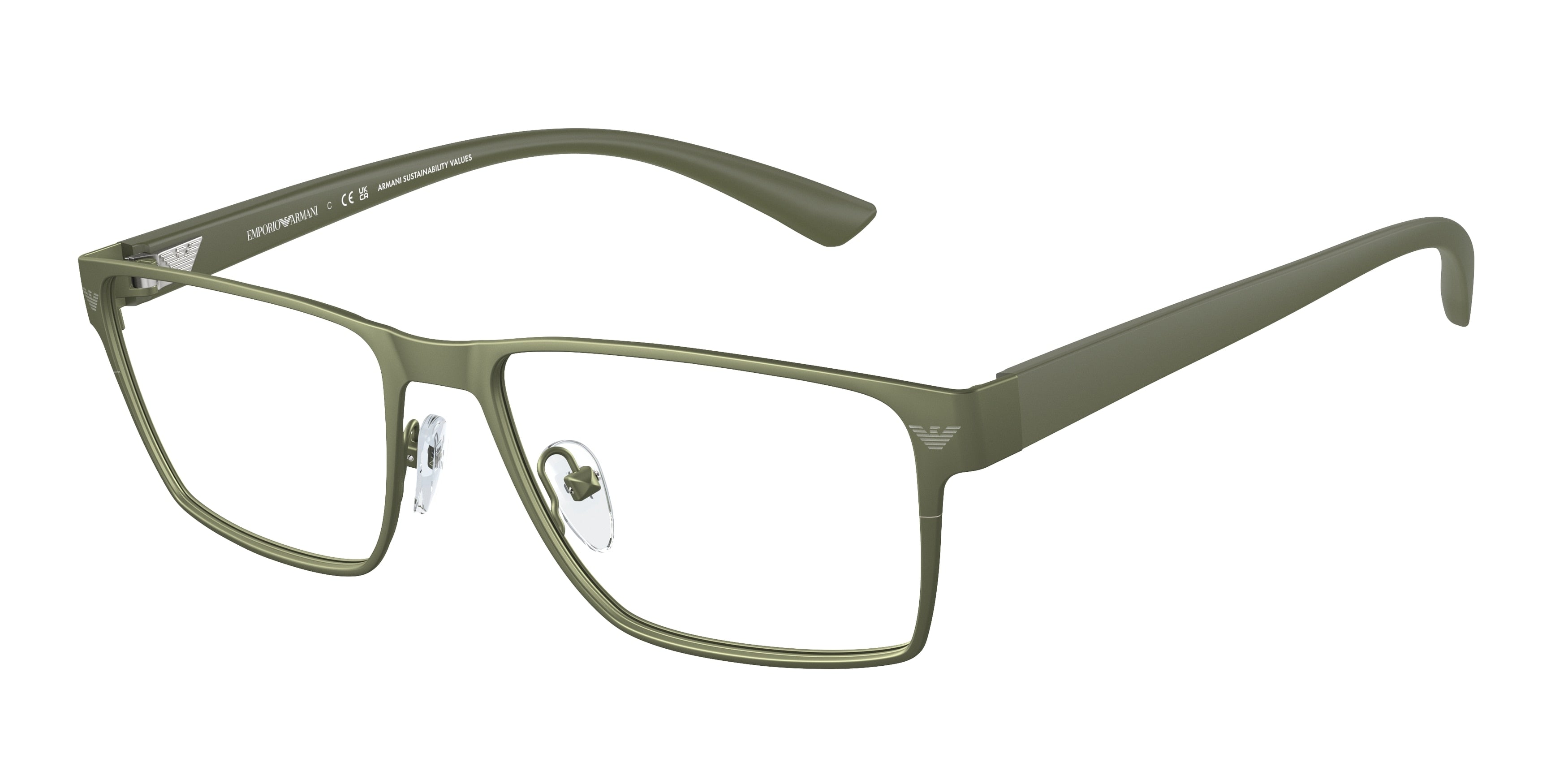 Emporio Armani EA1157 Rectangle Eyeglasses  3017-Matte Green 55-145-17 - Color Map Green