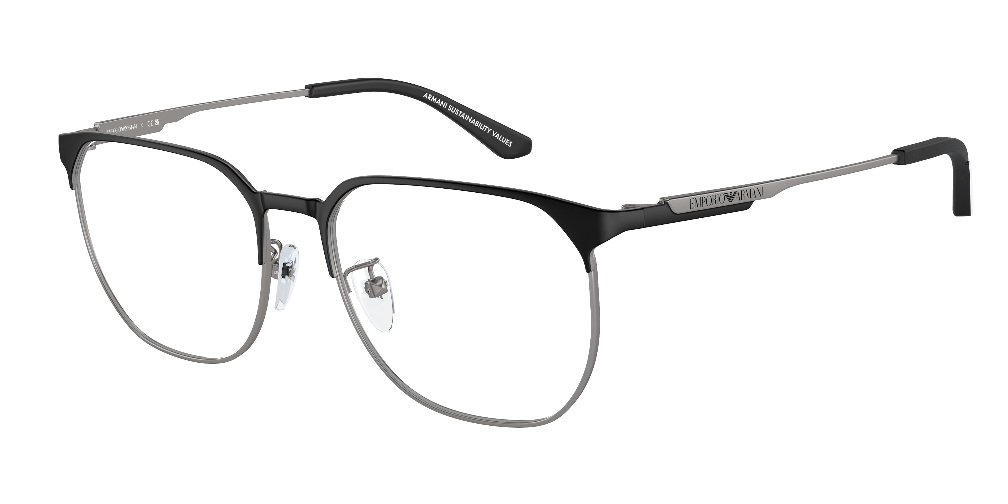 Emporio Armani EA1158D Phantos Eyeglasses  3001-Matte Black/Gunmetal 54-145-17 - Color Map Black