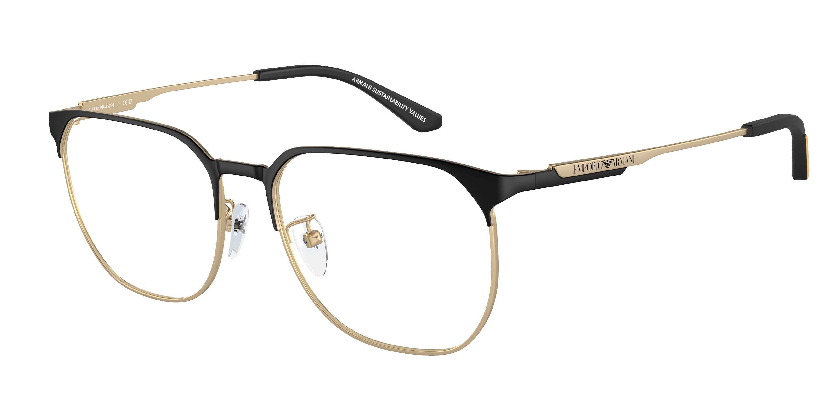 Emporio Armani EA1158D Phantos Eyeglasses  3002-Matte Pale Gold/Black 54-145-17 - Color Map Gold