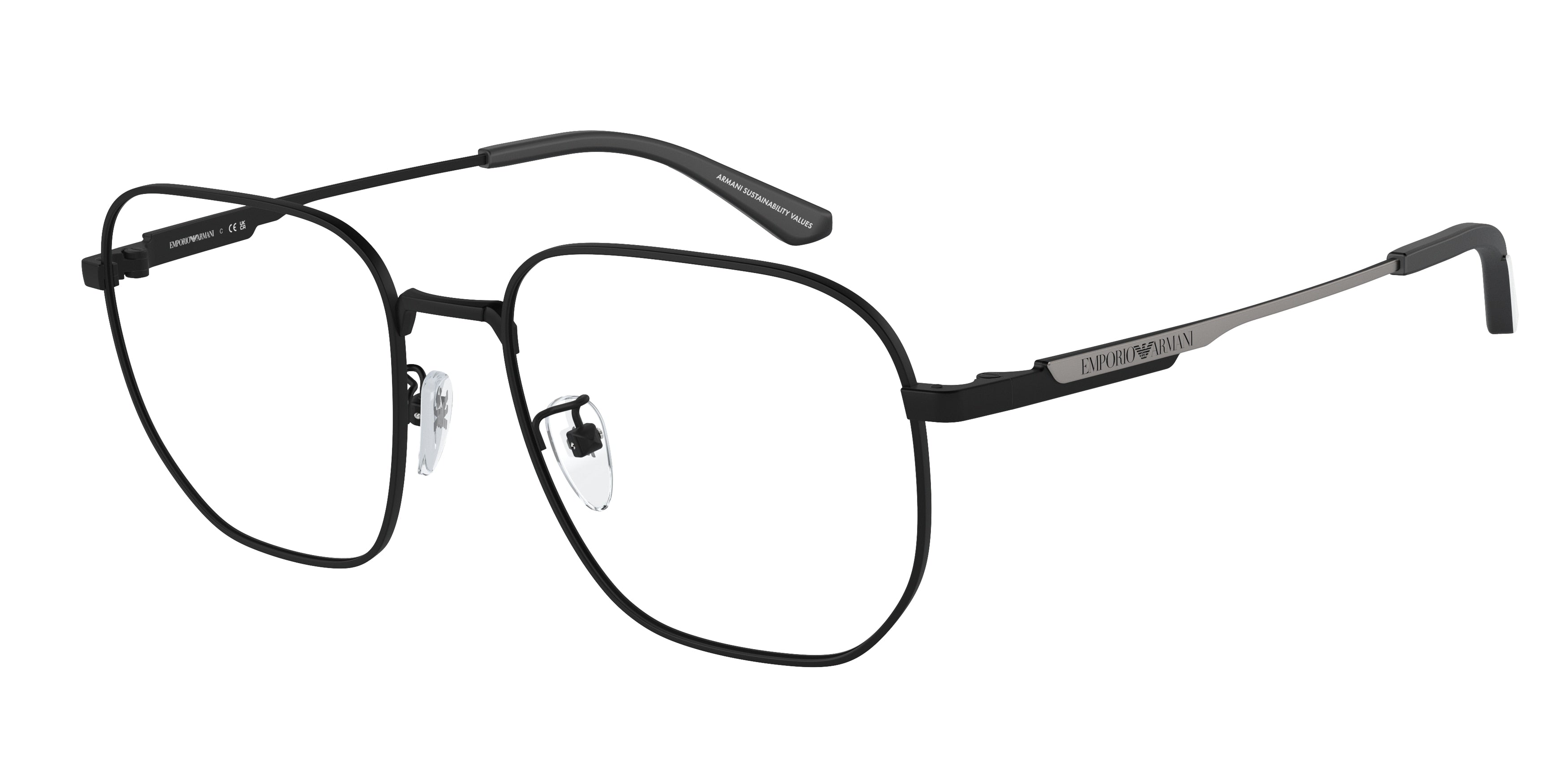 Emporio Armani EA1159D Pilot Eyeglasses  3001-Matte Black 54-145-18 - Color Map Black