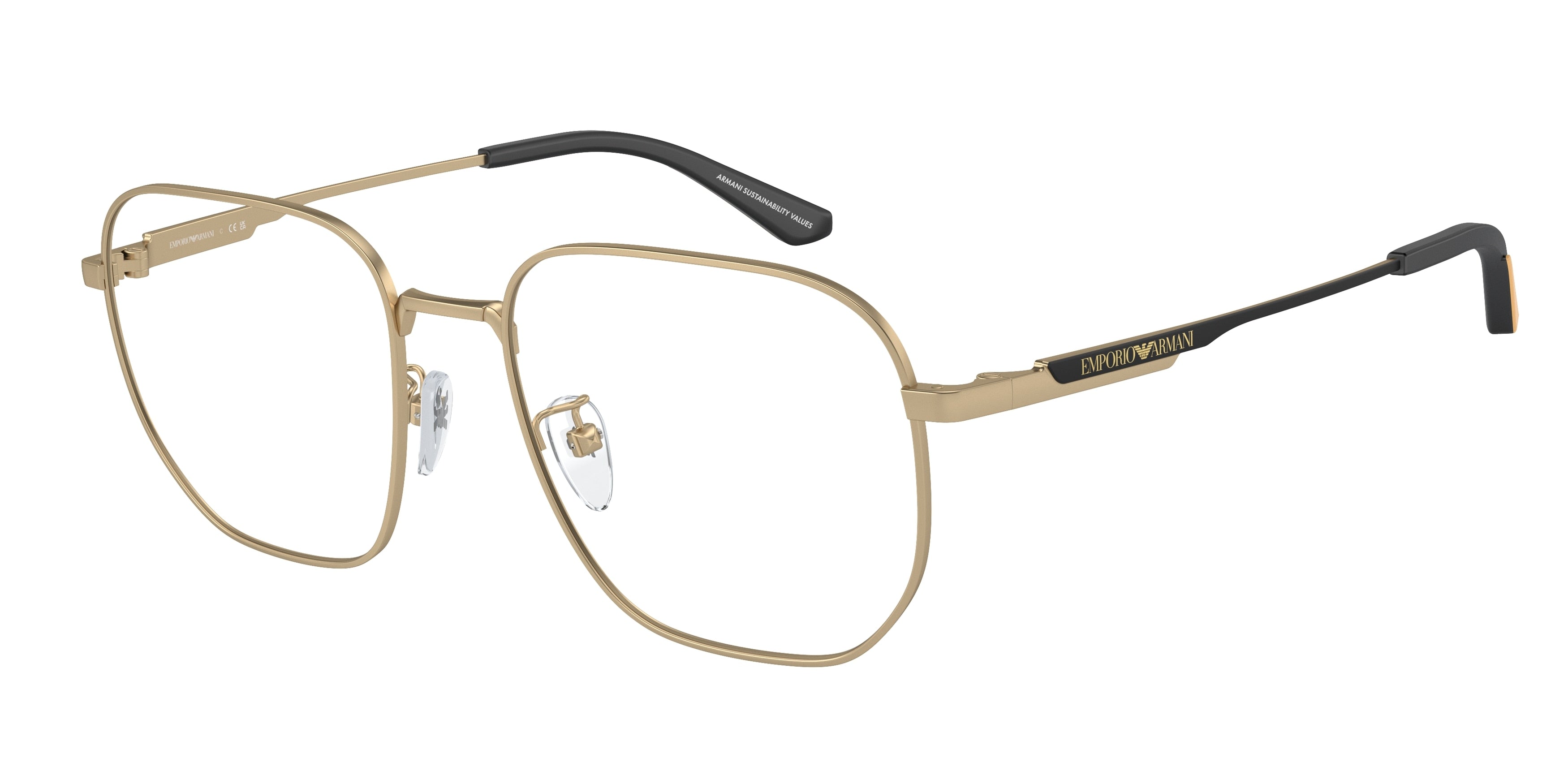 Emporio Armani EA1159D Pilot Eyeglasses  3002-Matte Pale Gold 54-145-18 - Color Map Gold