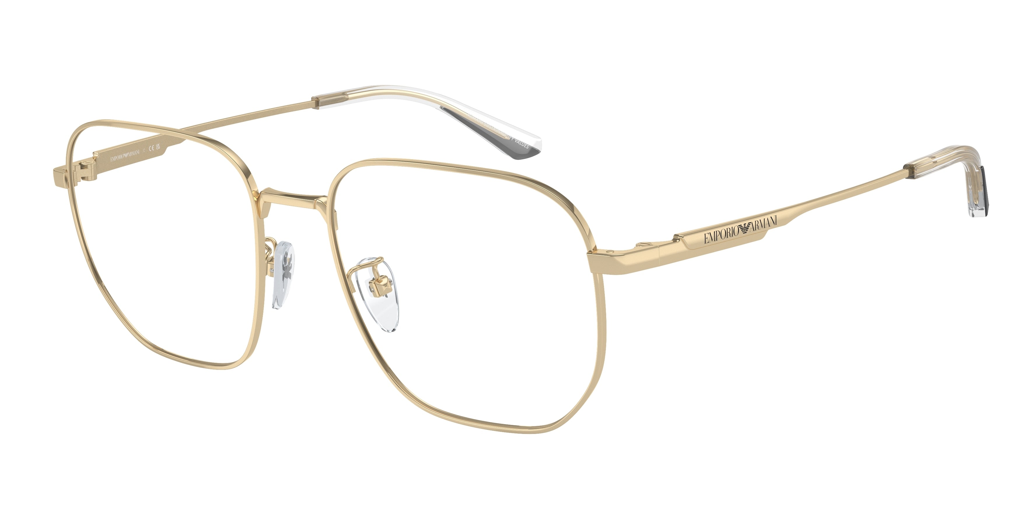 Emporio Armani EA1159D Pilot Eyeglasses  3013-Shiny Pale Gold 54-145-18 - Color Map Gold