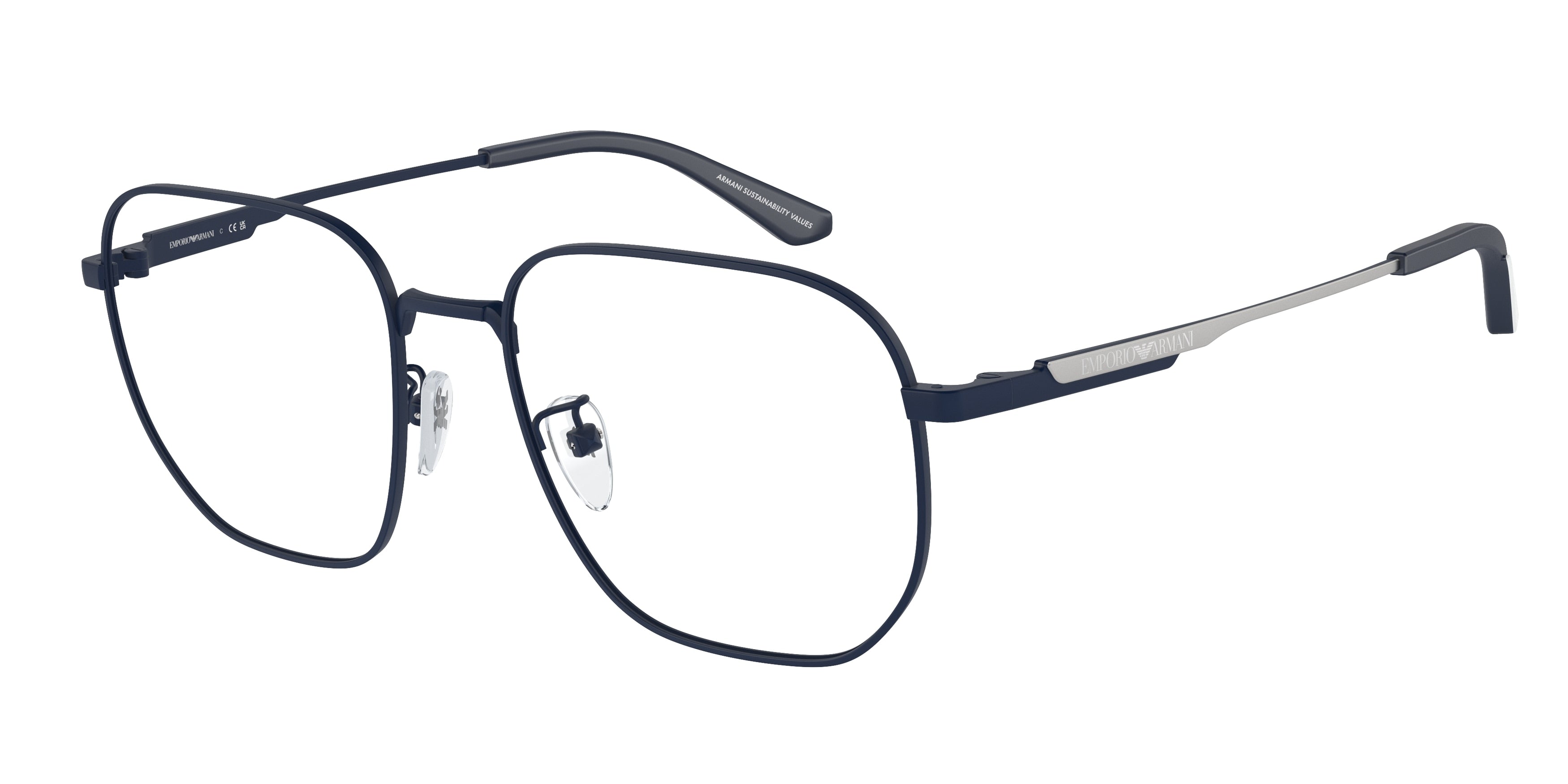 Emporio Armani EA1159D Pilot Eyeglasses  3018-Matte Blue 54-145-18 - Color Map Blue