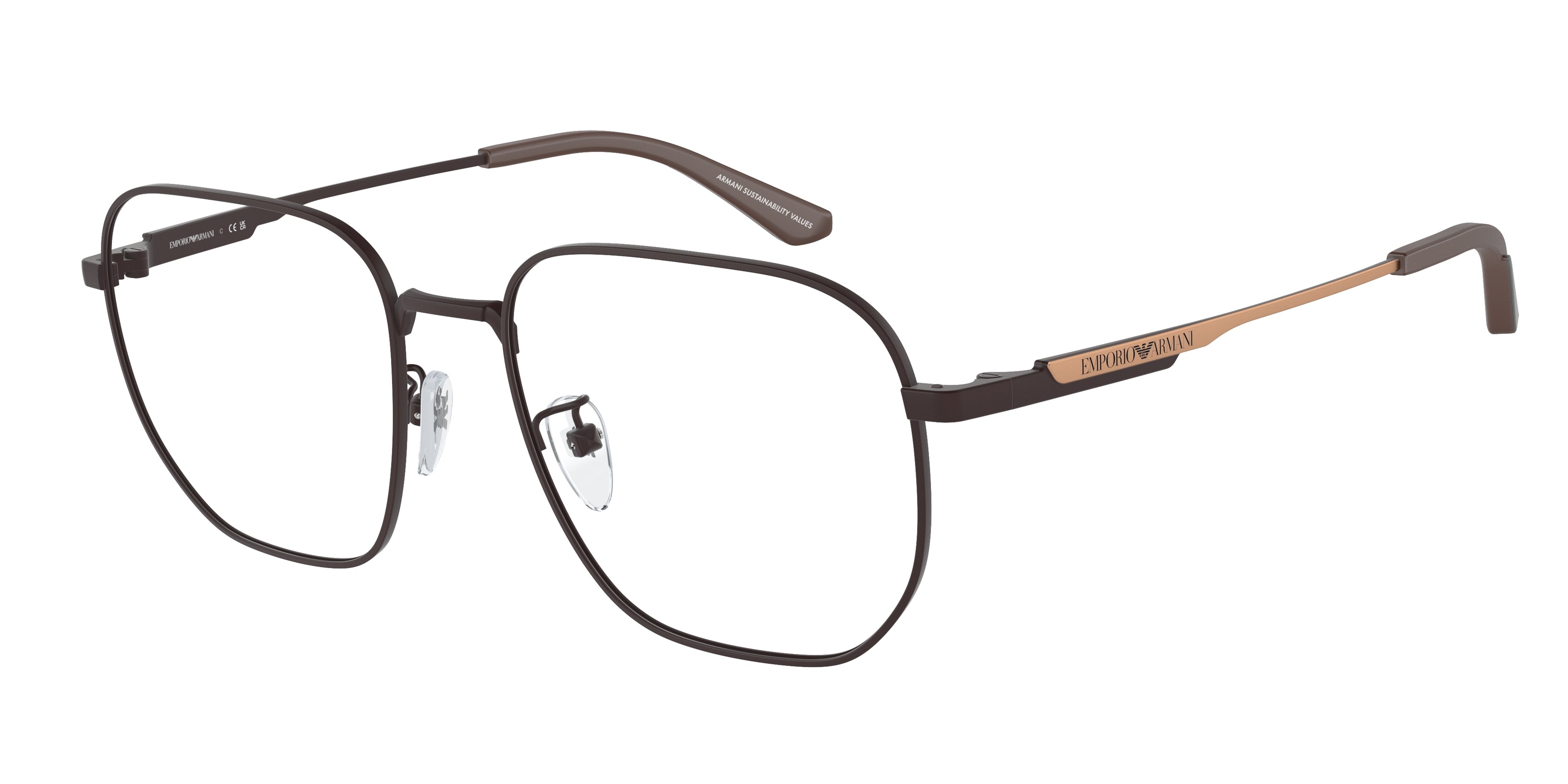 Emporio Armani EA1159D Pilot Eyeglasses  3201-Matte Brown 54-145-18 - Color Map Brown