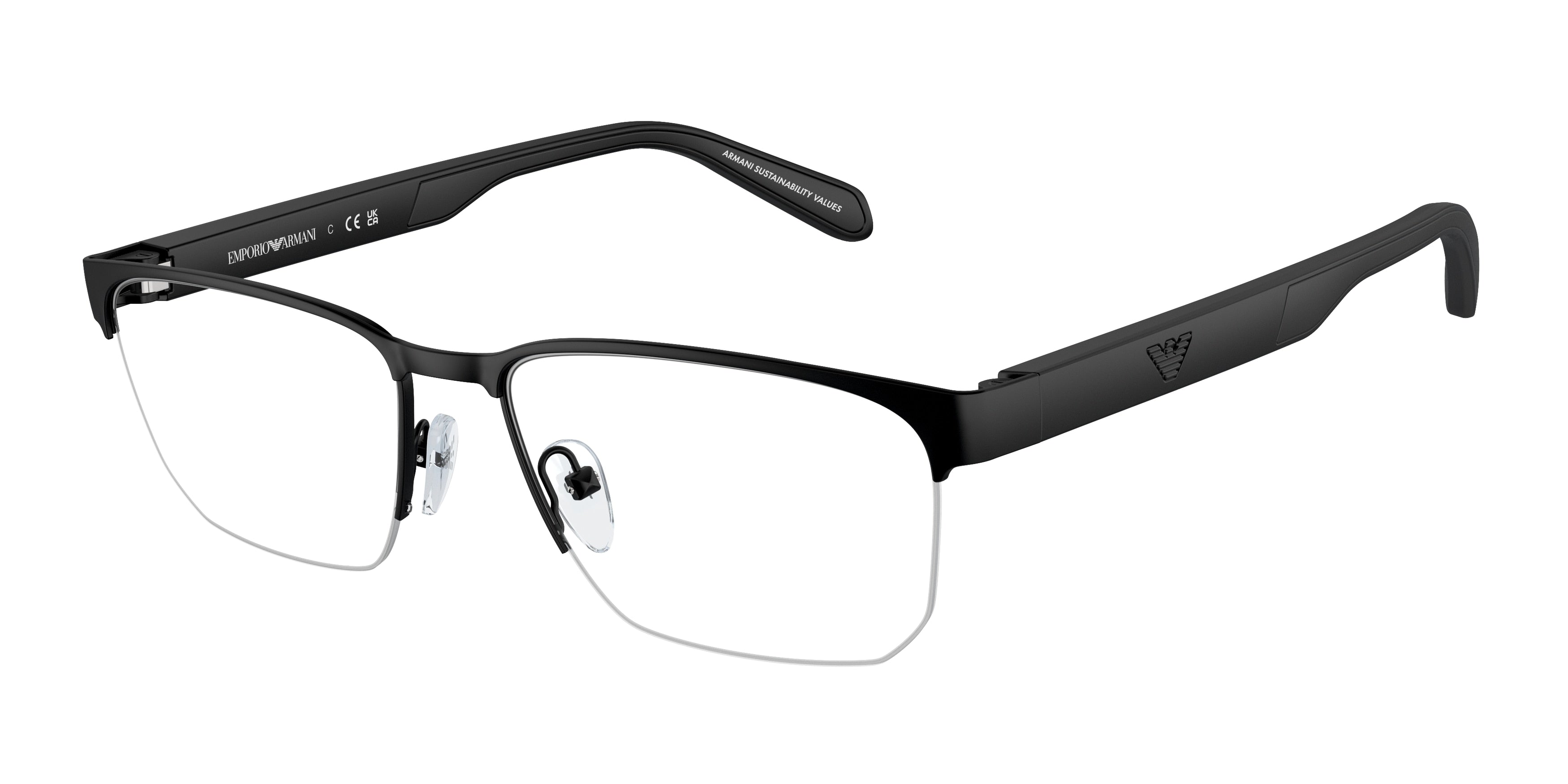 Emporio Armani EA1162 Irregular Eyeglasses  3001-Matte Black 56-145-17 - Color Map Black