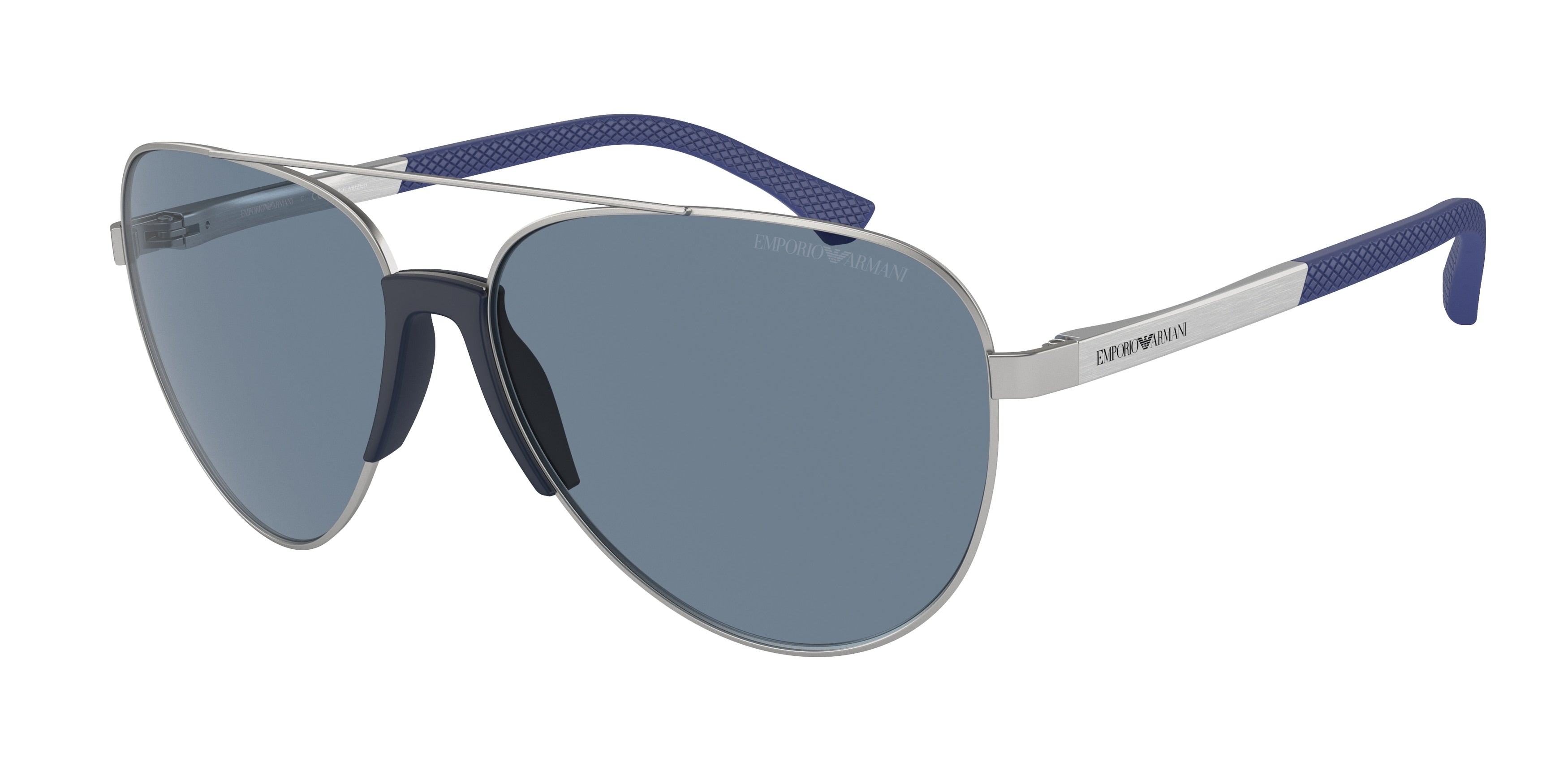 Emporio Armani EA2059 Pilot Sunglasses  30452V-Matte Silver 61-140-15 - Color Map Silver