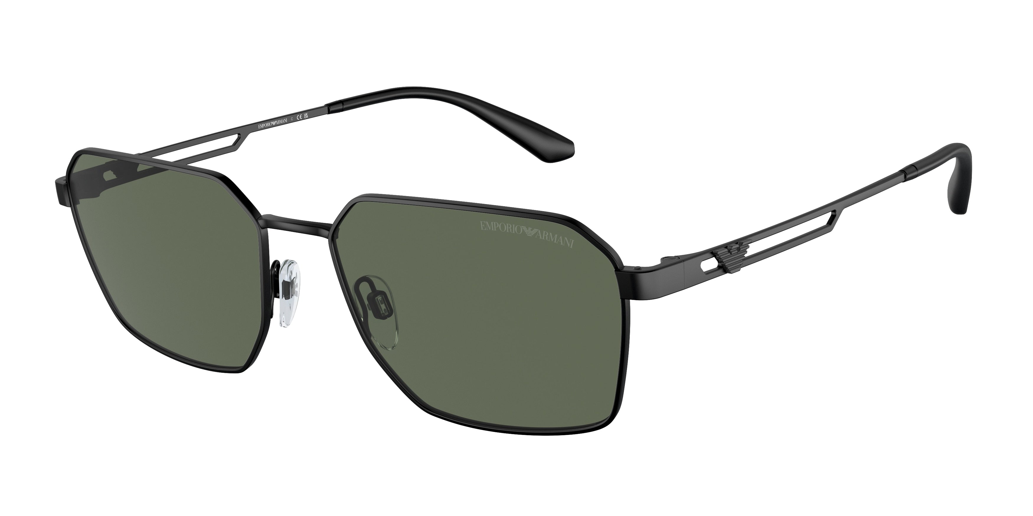 Emporio Armani EA2140 Rectangle Sunglasses  300171-Matte Black 57-145-17 - Color Map Black