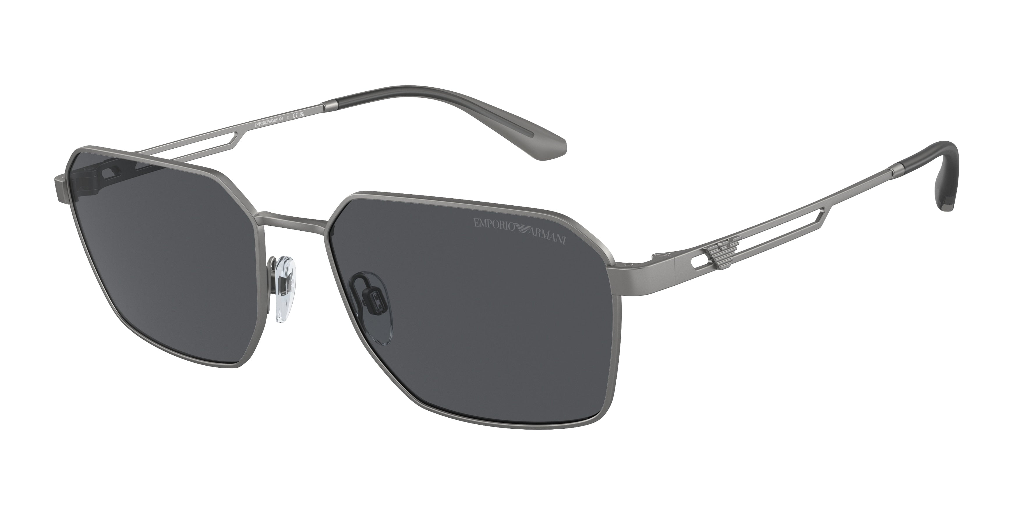 Emporio Armani EA2140 Rectangle Sunglasses  300387-Matte Gunmetal 57-145-17 - Color Map Grey