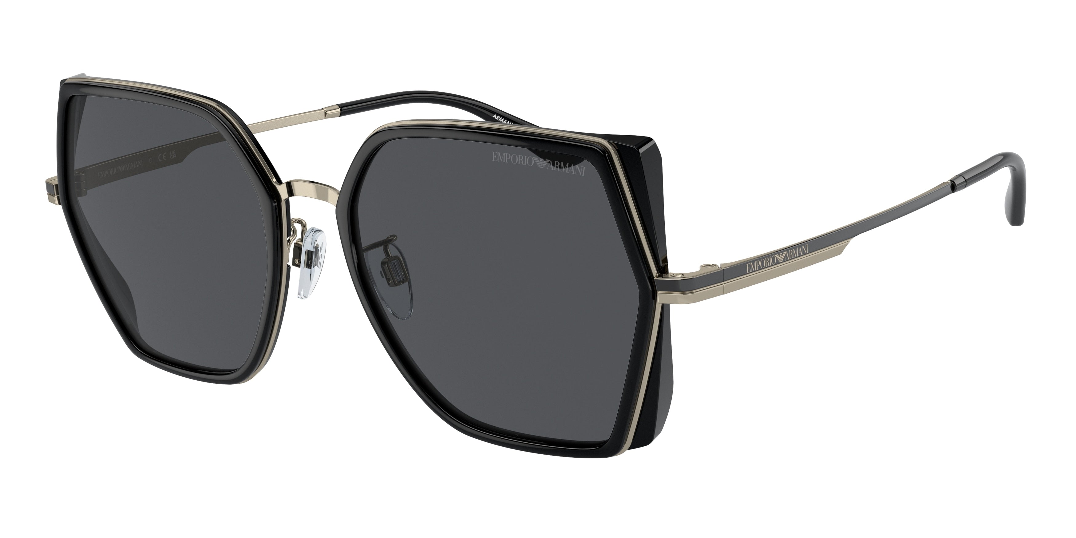 Emporio Armani EA2142D Square Sunglasses  301387-Shiny Pale Gold/Black 56-145-19 - Color Map Gold