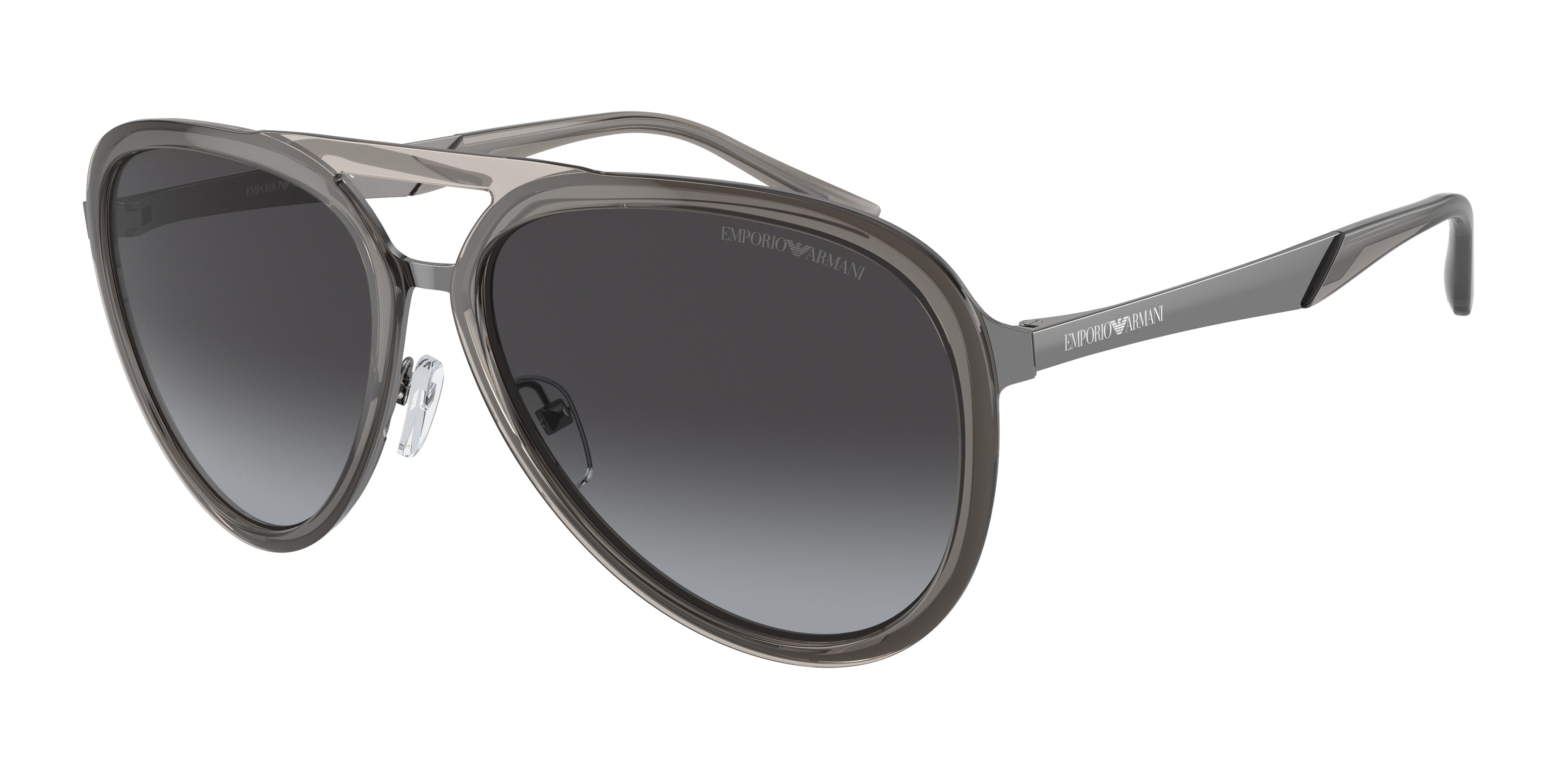 Emporio Armani EA2145 Pilot Sunglasses  33578G-Shiny Transparent Smoke 59-145-16 - Color Map Grey