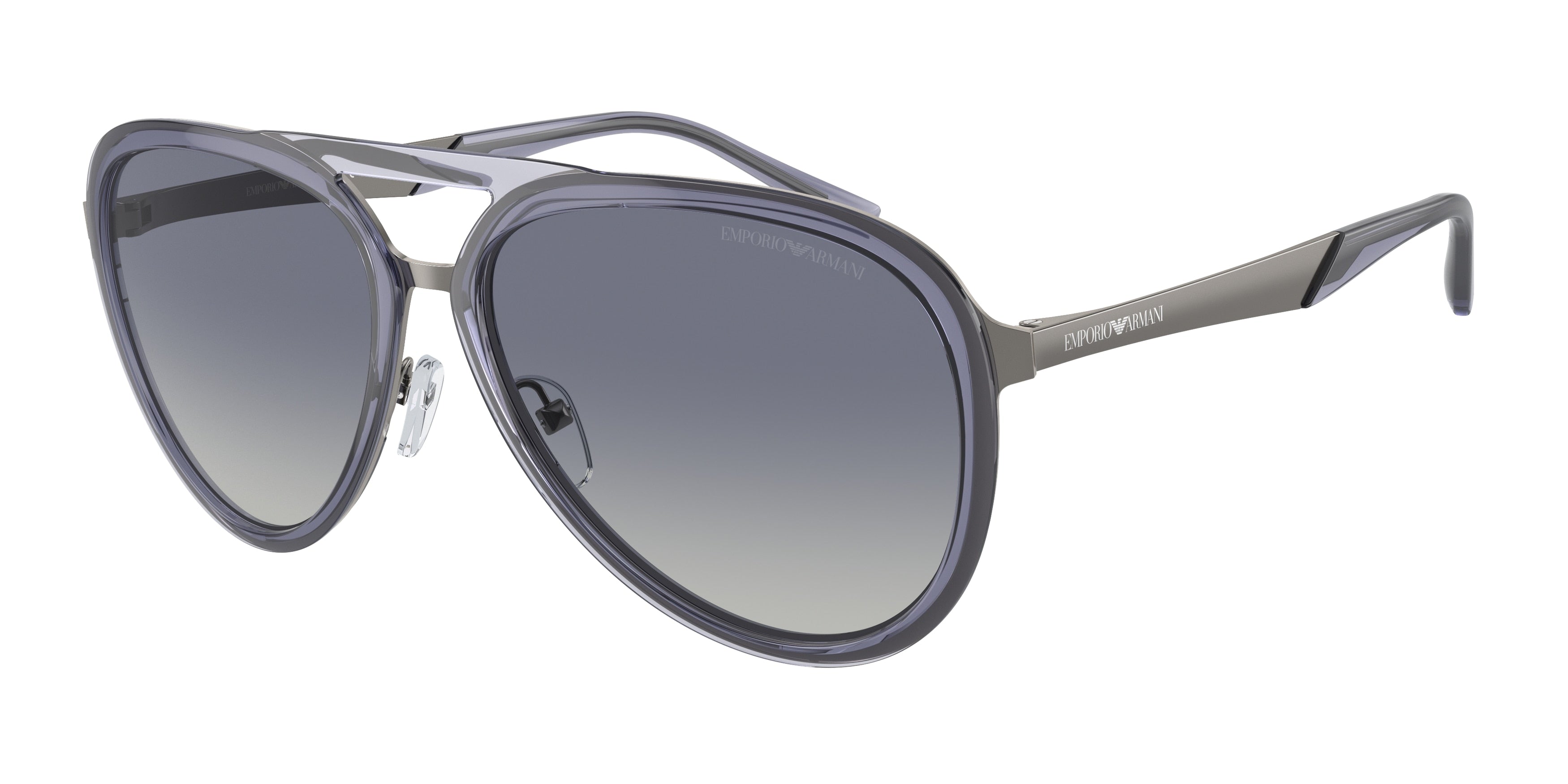 Emporio Armani EA2145 Pilot Sunglasses  33584L-Shiny Transparent Dark Blue 59-145-16 - Color Map Blue