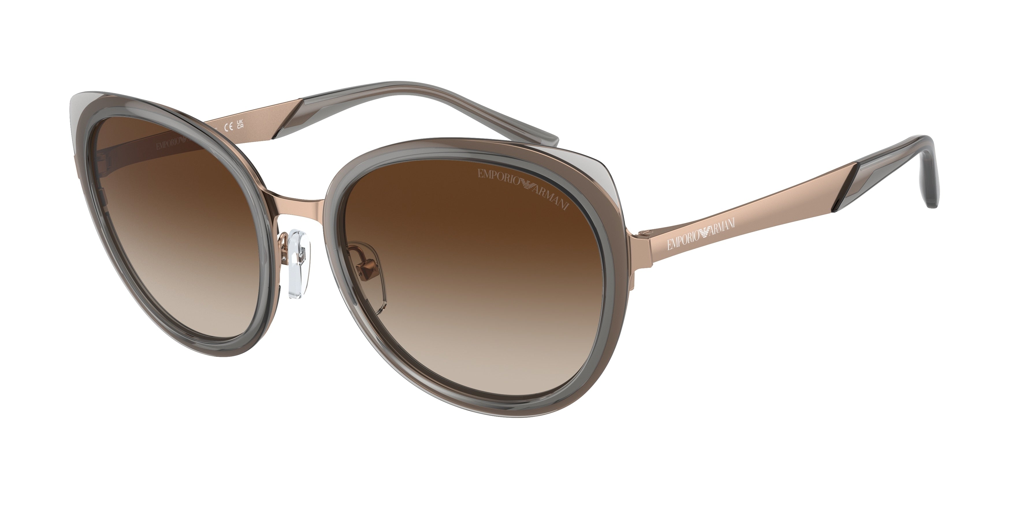 Emporio Armani EA2146 Round Sunglasses  336113-Shiny Rose Gold 53-140-19 - Color Map Gold