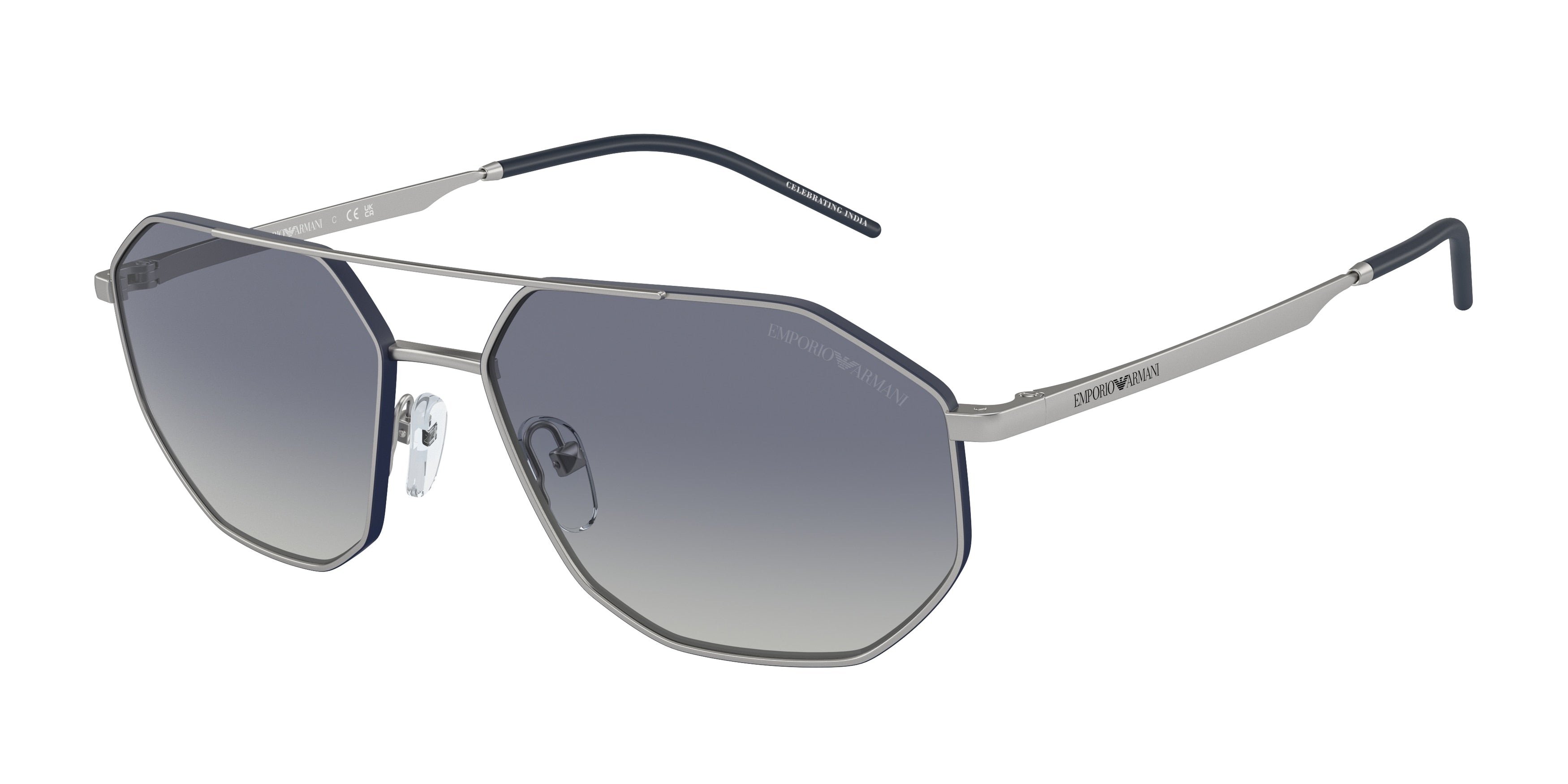 Emporio Armani EA2147 Irregular Sunglasses  30454L-Matte Silver 58-145-16 - Color Map Silver