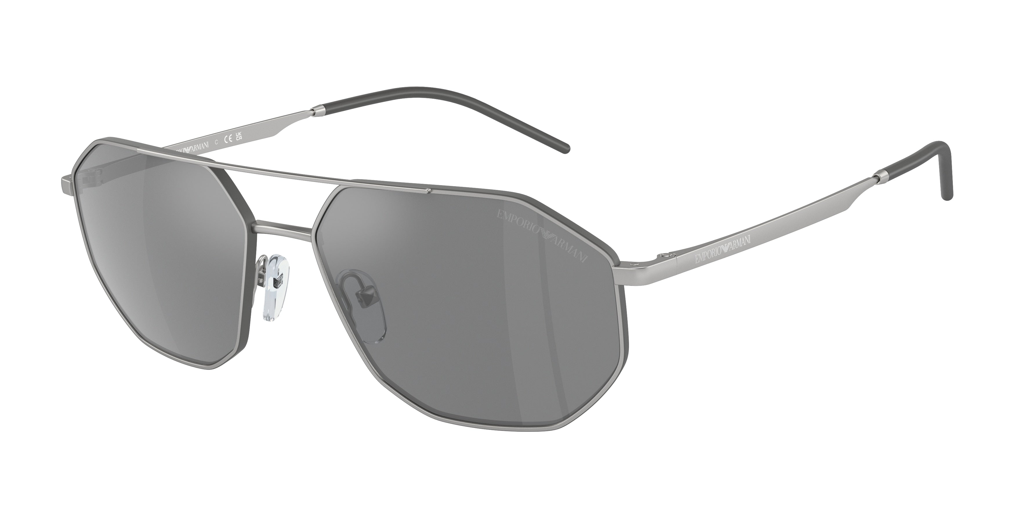 Emporio Armani EA2147 Irregular Sunglasses  30456G-Matte Silver 58-145-16 - Color Map Silver